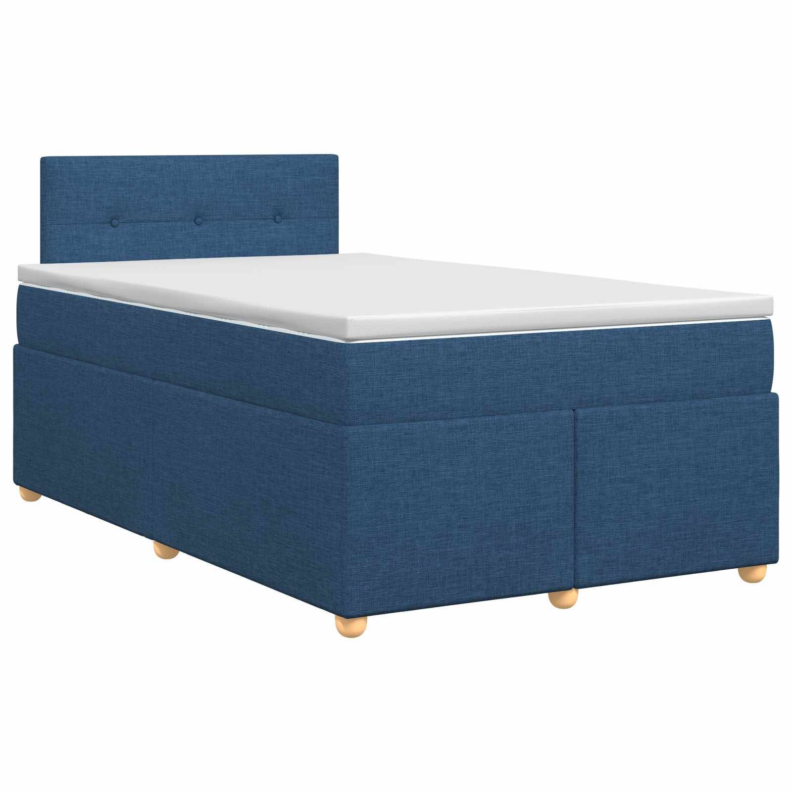 vidaXL Boxspringbett mit Matratze mit Kopfteil Blau 120 x 200 cm Stoff