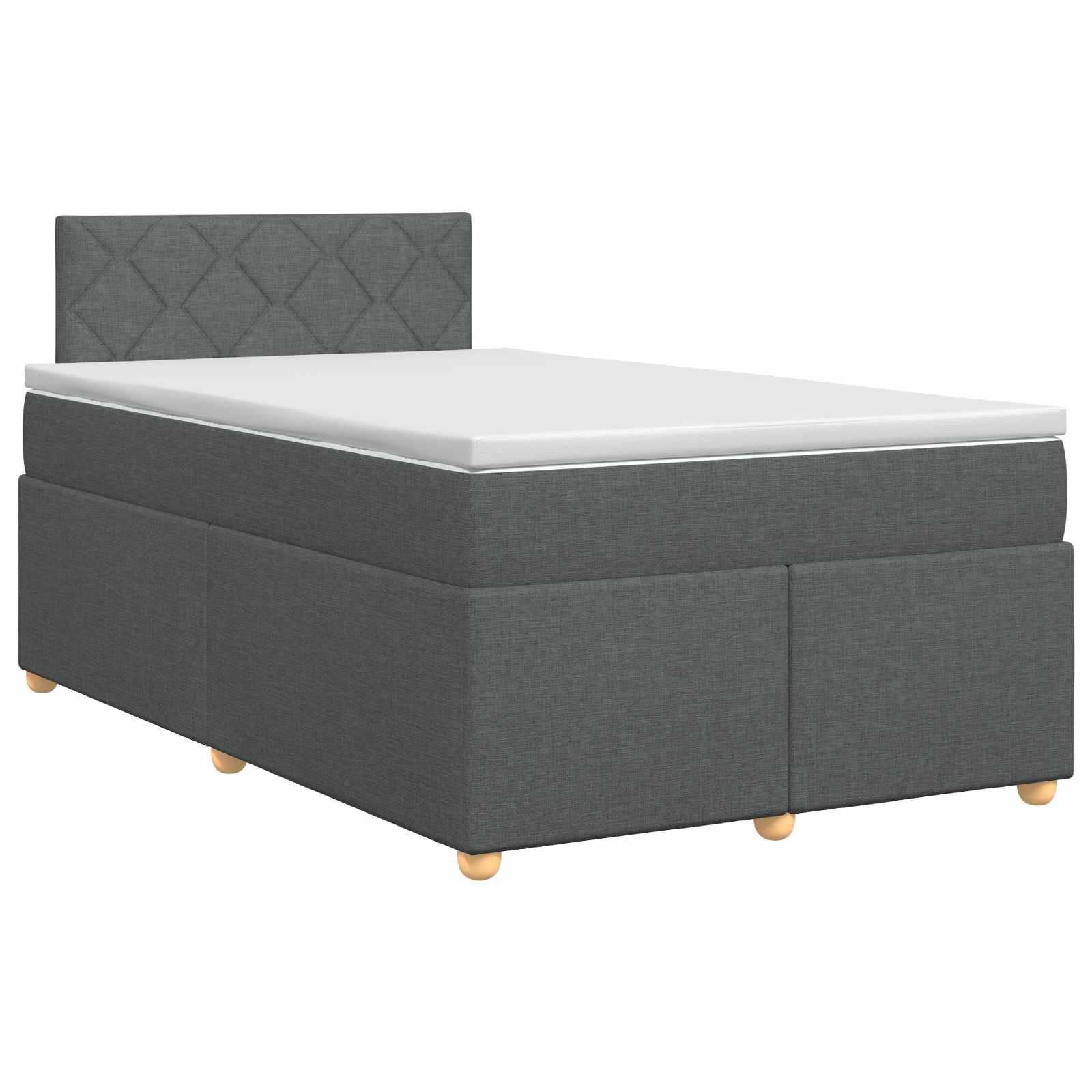 vidaXL Boxspringbett mit Matratze Dunkelgrau 120 x 190 cm Stoff