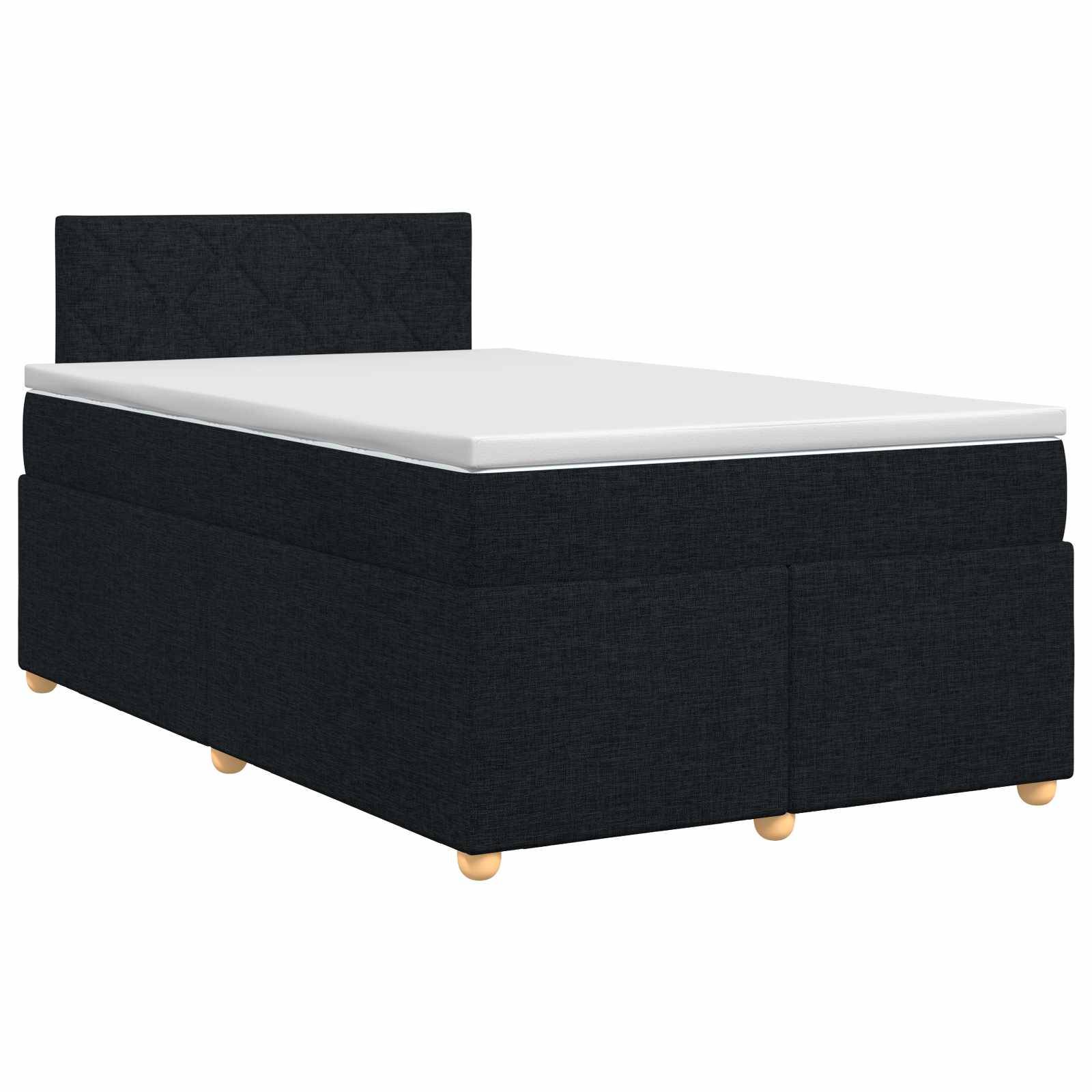 vidaXL Boxspringbett mit Matratze Schwarz 120 x 190 cm Stoff