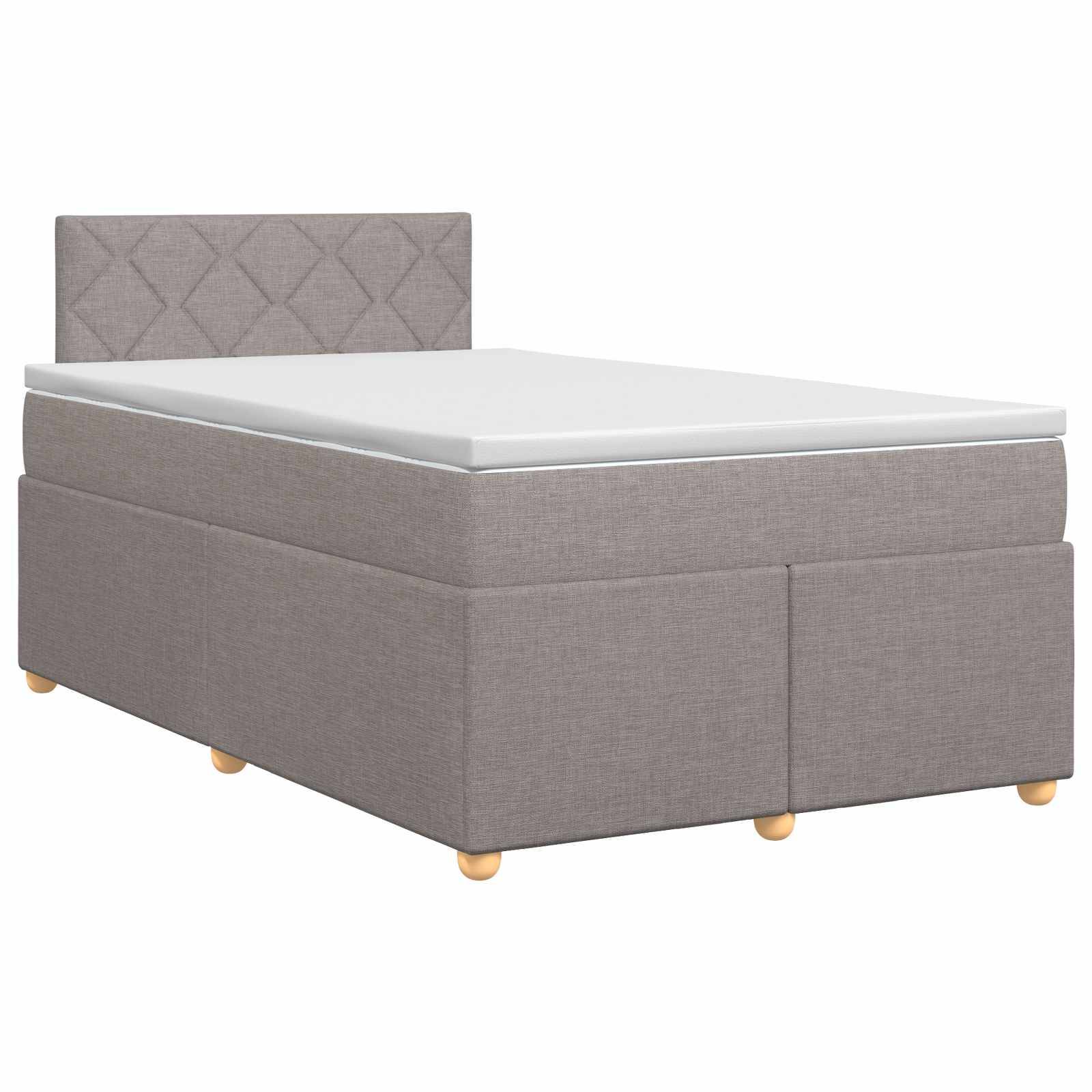 vidaXL Boxspringbett mit Matratze Taupe 120 x 190 cm Stoff