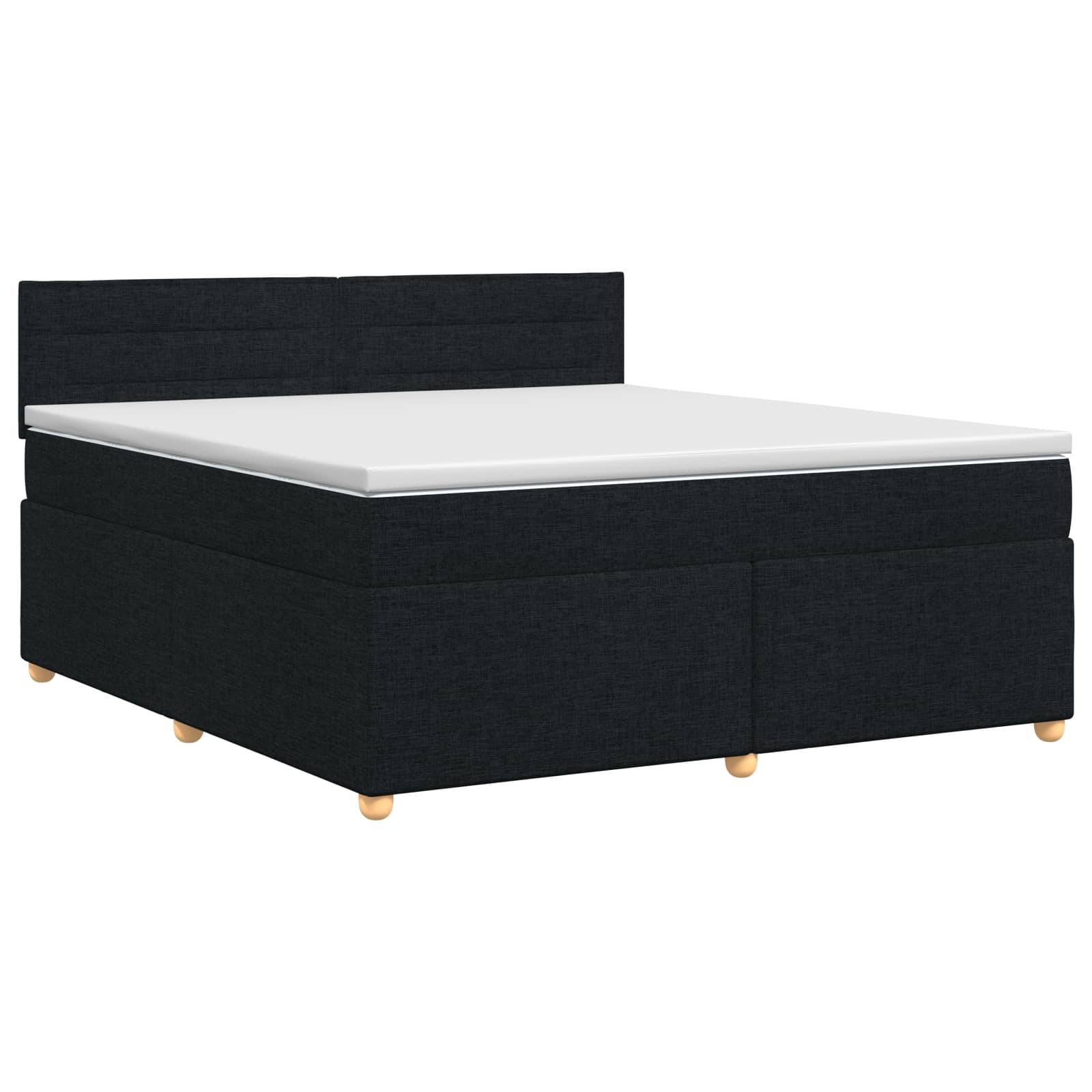 vidaXL Boxspringbett mit Matratze Schwarz 160 x 200 cm Stoff