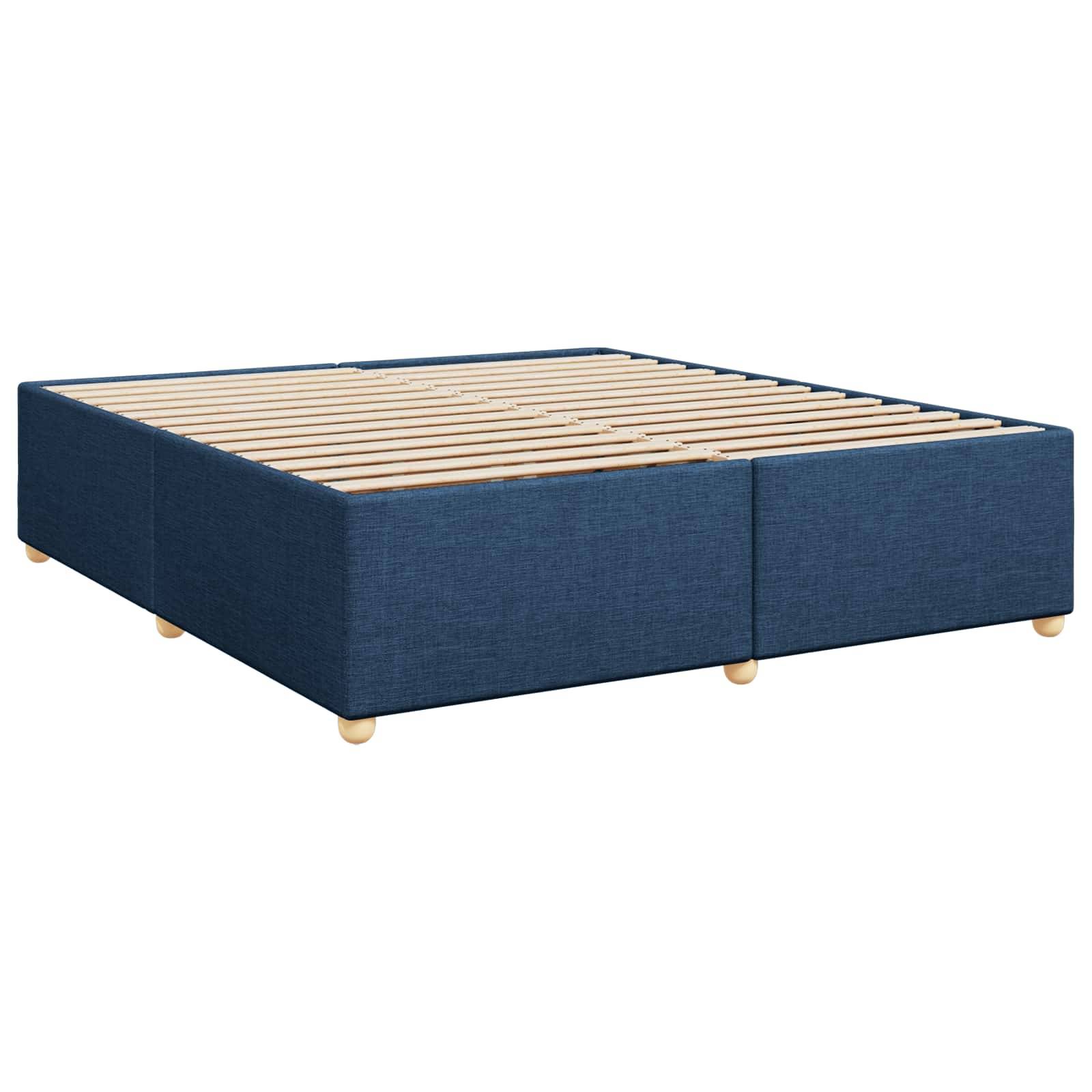 vidaXL Boxspringbett mit Matratze mit Kopfteil Blau 200 x 200 cm Stoff