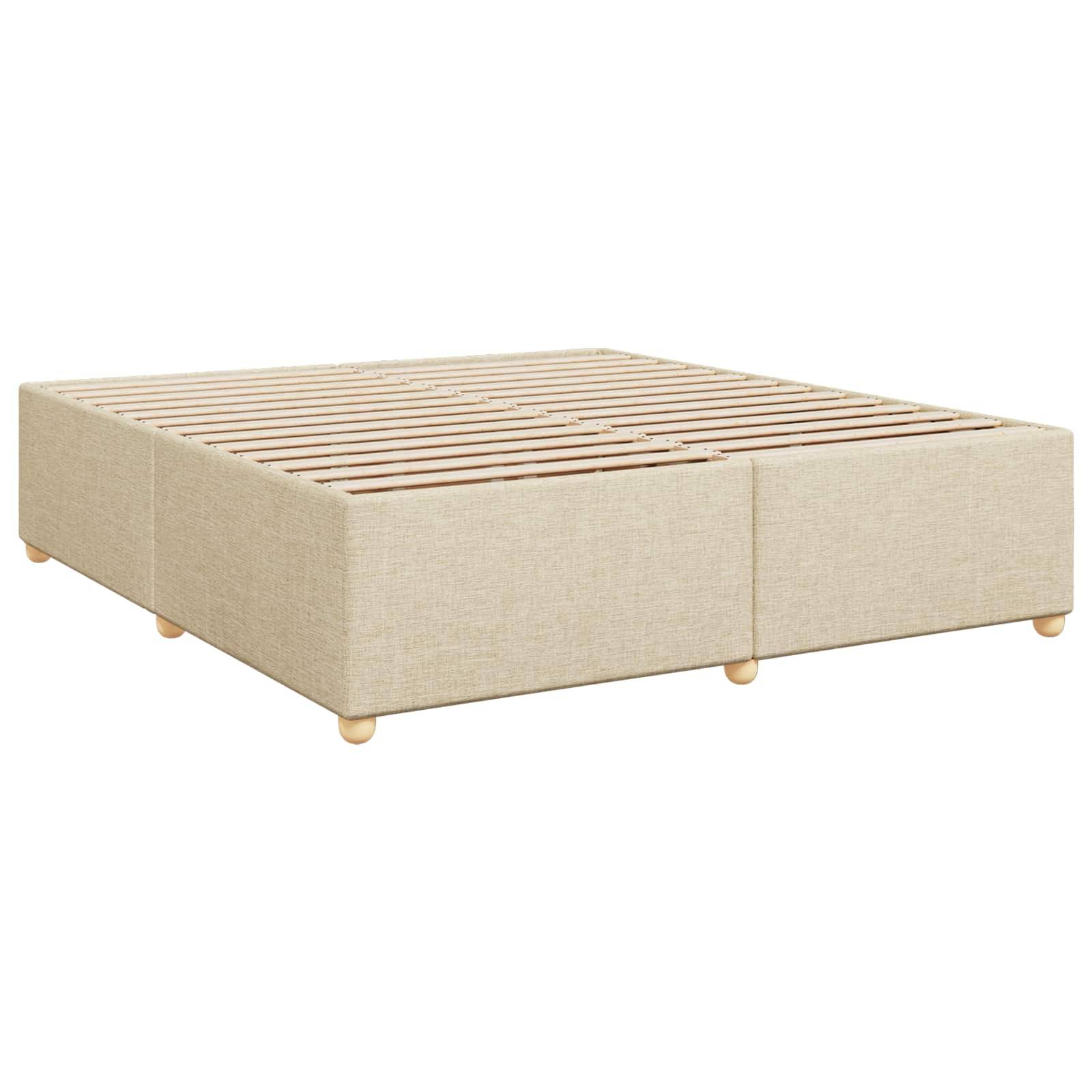 vidaXL Boxspringbett mit Matratze Creme 200 x 200 cm Stoff