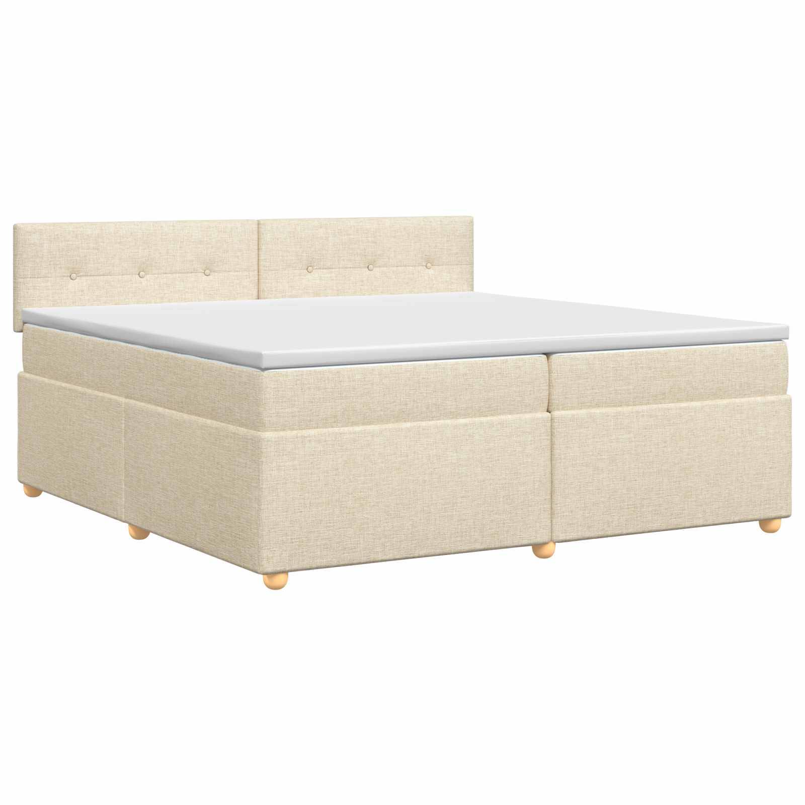 vidaXL Boxspringbett mit Matratze Creme 200 x 200 cm Stoff
