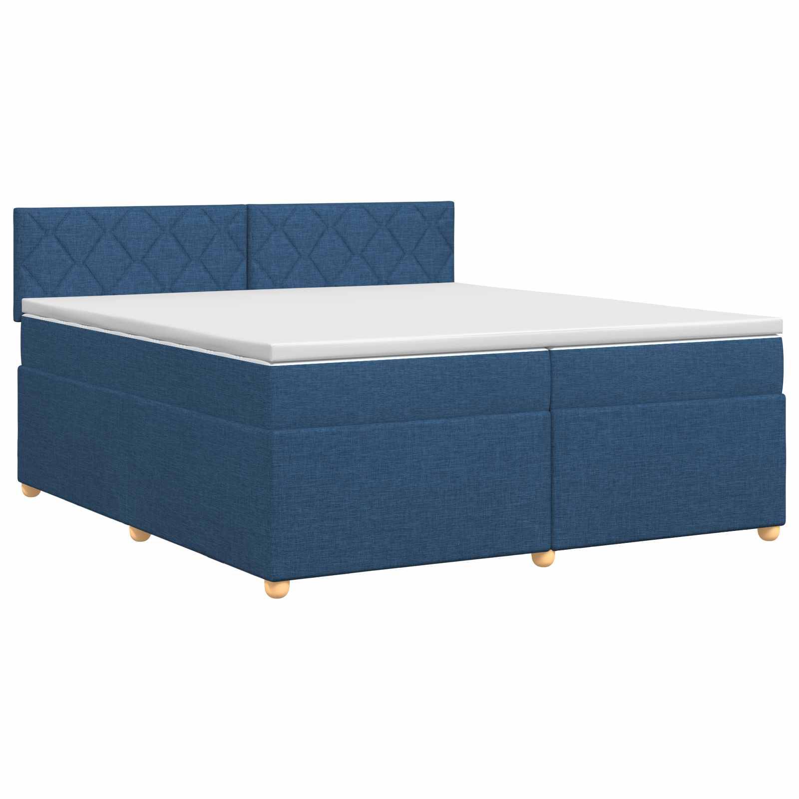 vidaXL Boxspringbett mit Matratze mit Kopfteil Blau 200 x 200 cm Stoff