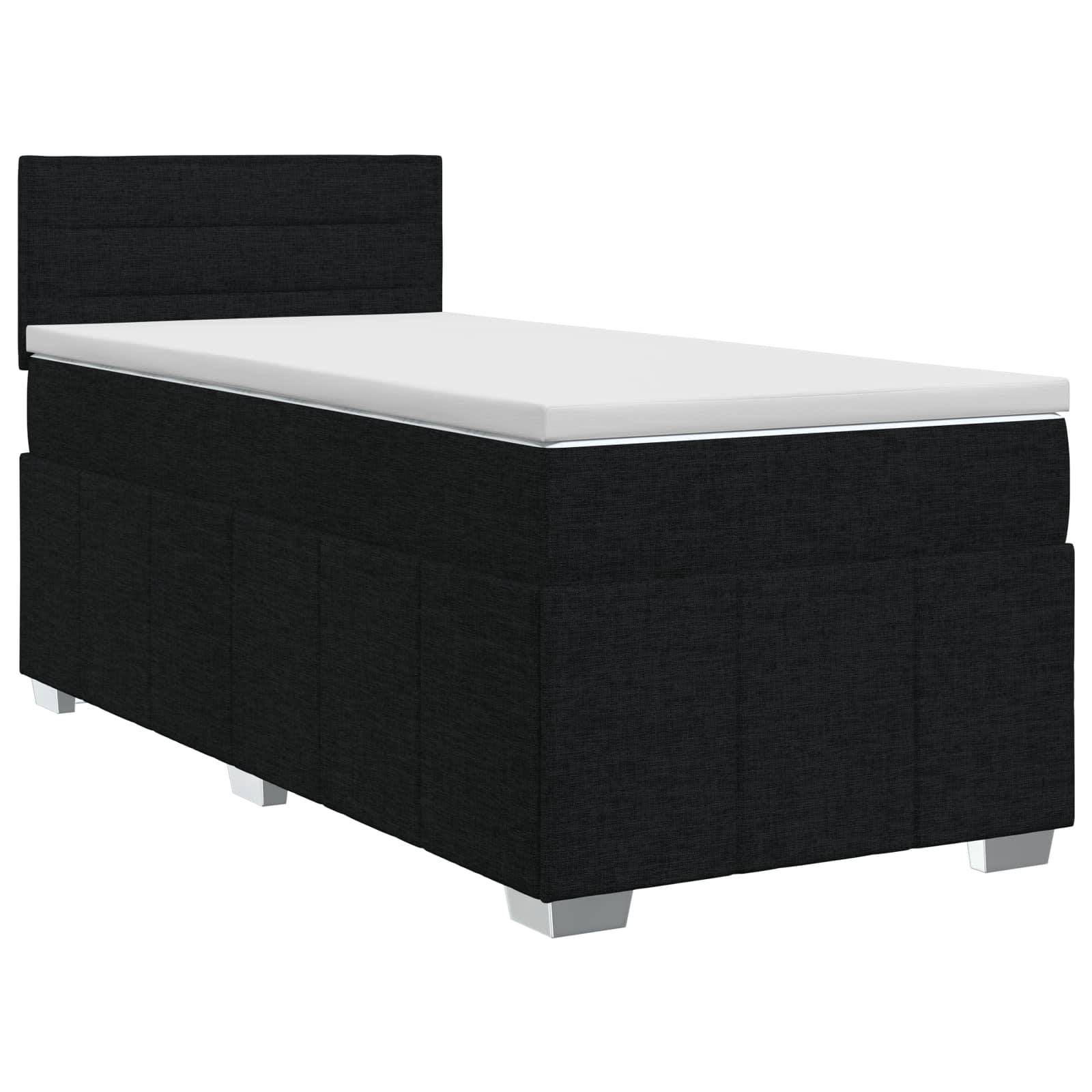 vidaXL Boxspringbett mit Matratze Schwarz 100 x 200 cm Stoff