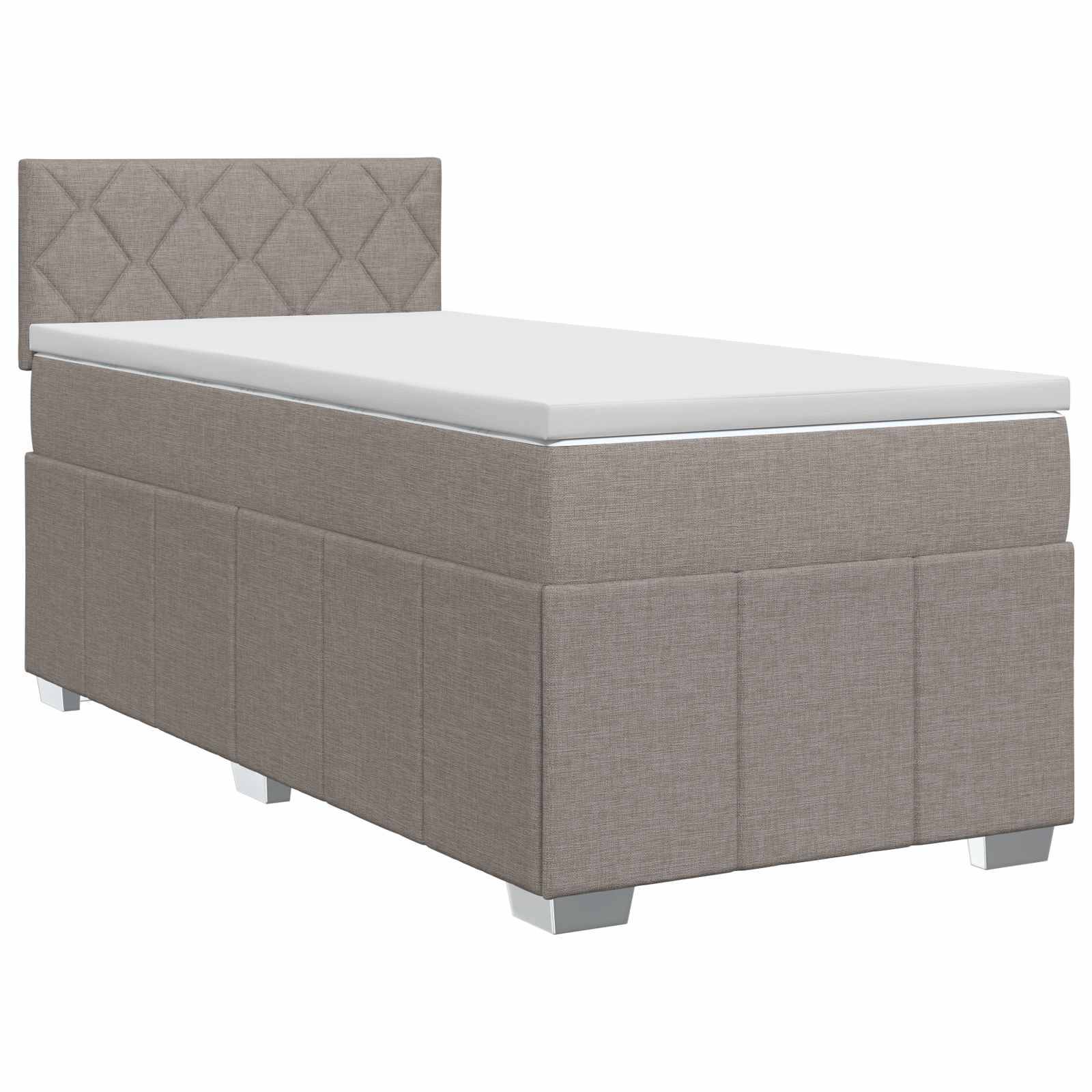 vidaXL Boxspringbett mit Matratze Taupe 100 x 200 cm Stoff