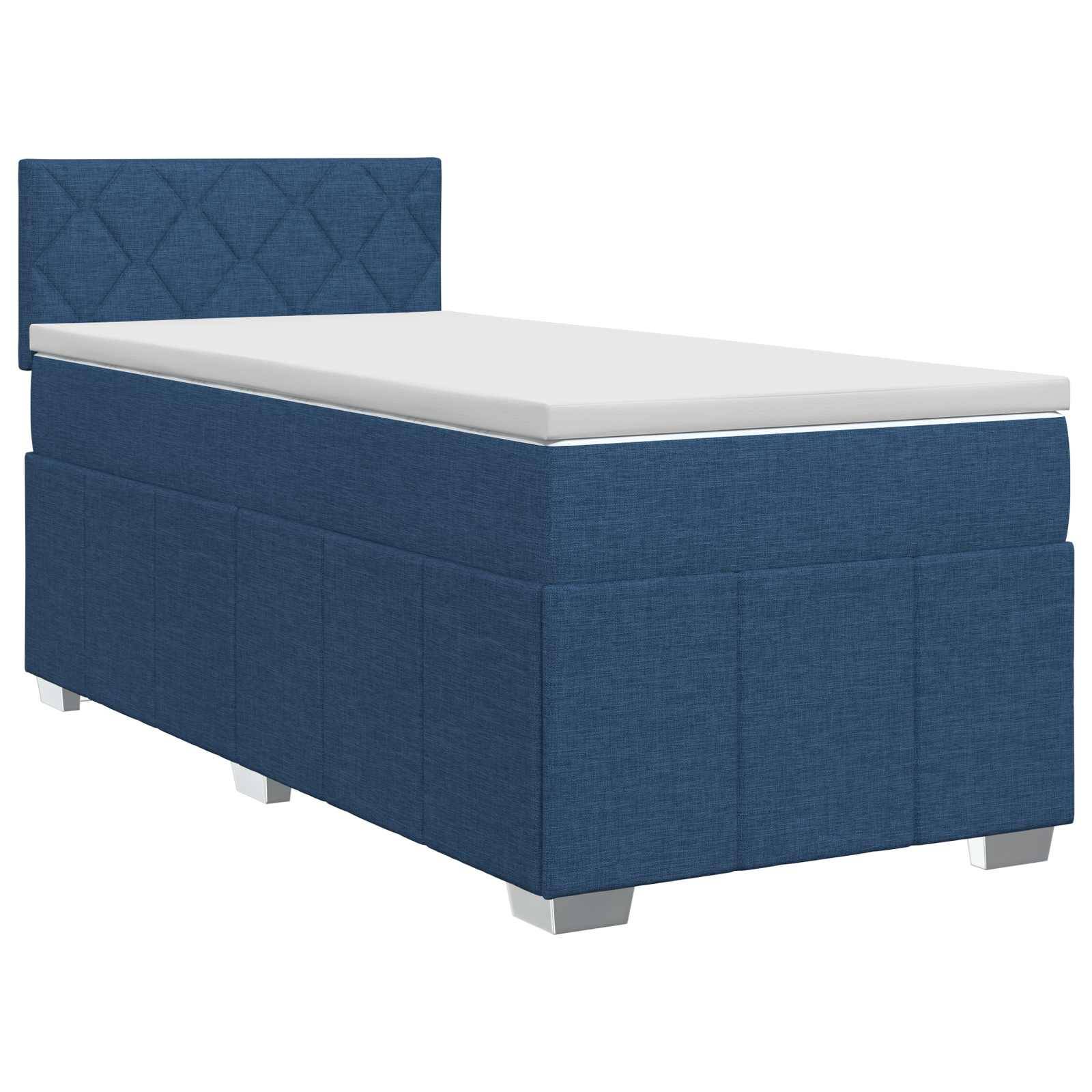 vidaXL Boxspringbett mit Matratze mit Kopfteil Blau 100 x 200 cm Stoff