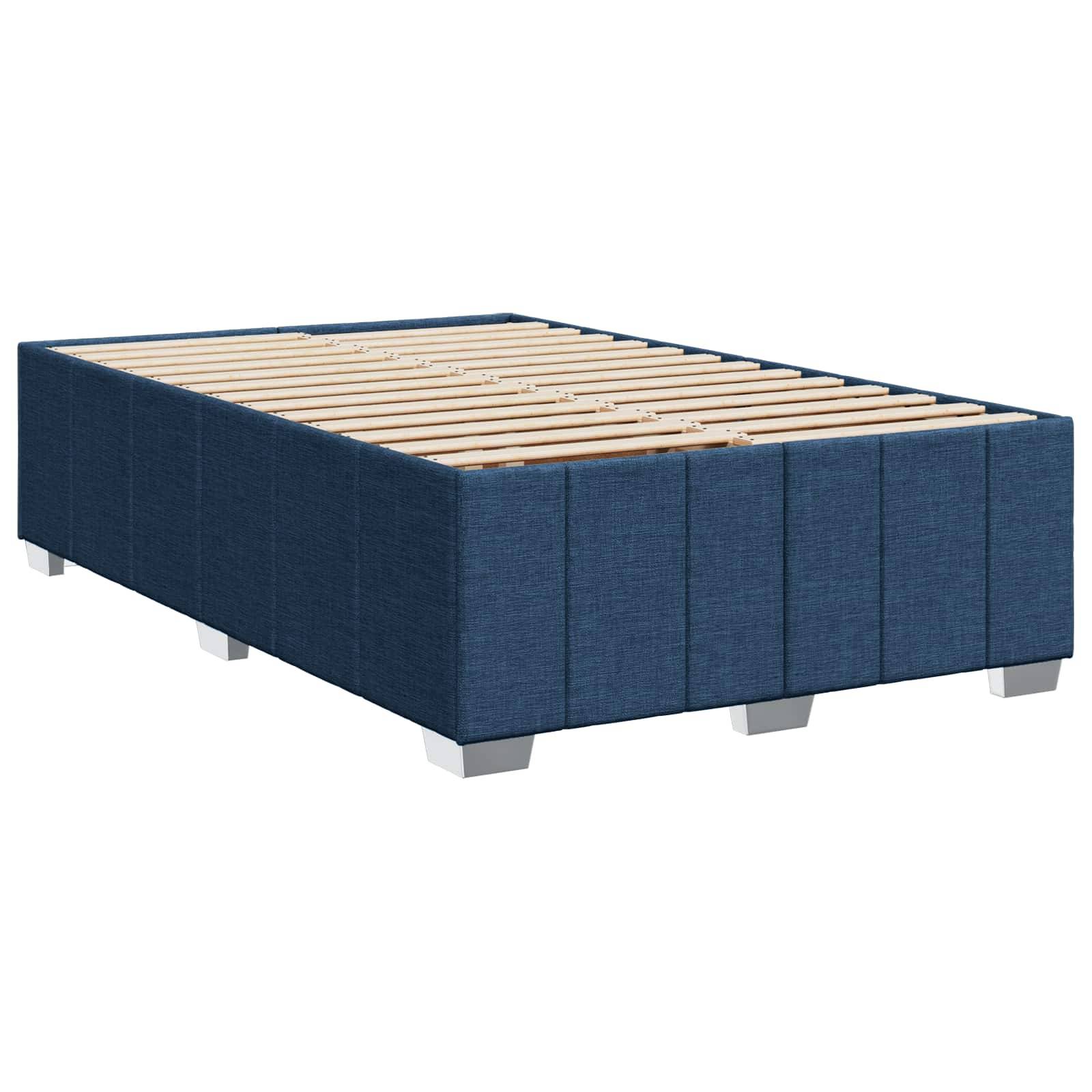 vidaXL Boxspringbett mit Matratze mit Kopfteil Blau 120 x 200 cm Stoff