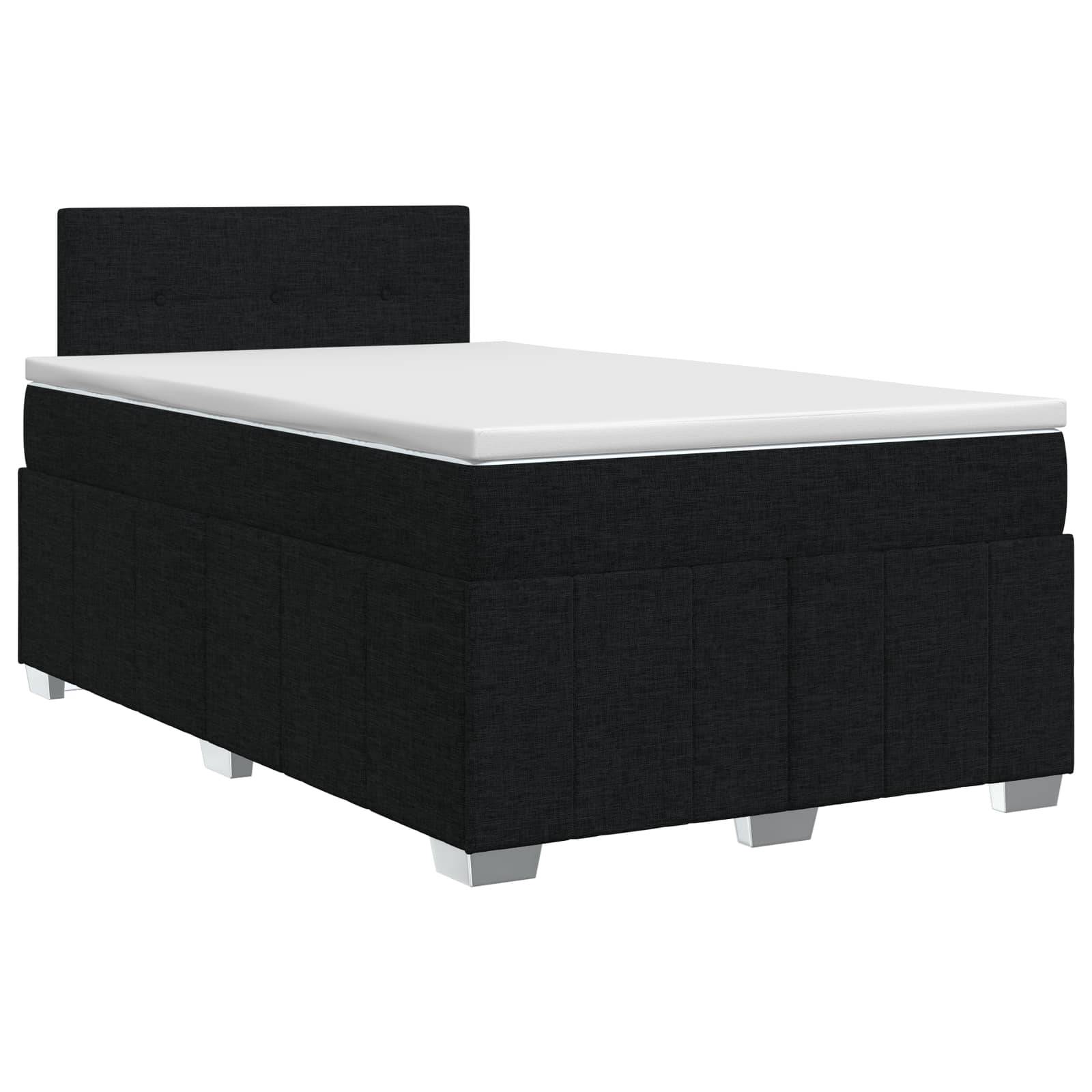 vidaXL Boxspringbett mit Matratze Schwarz 120 x 190 cm Stoff