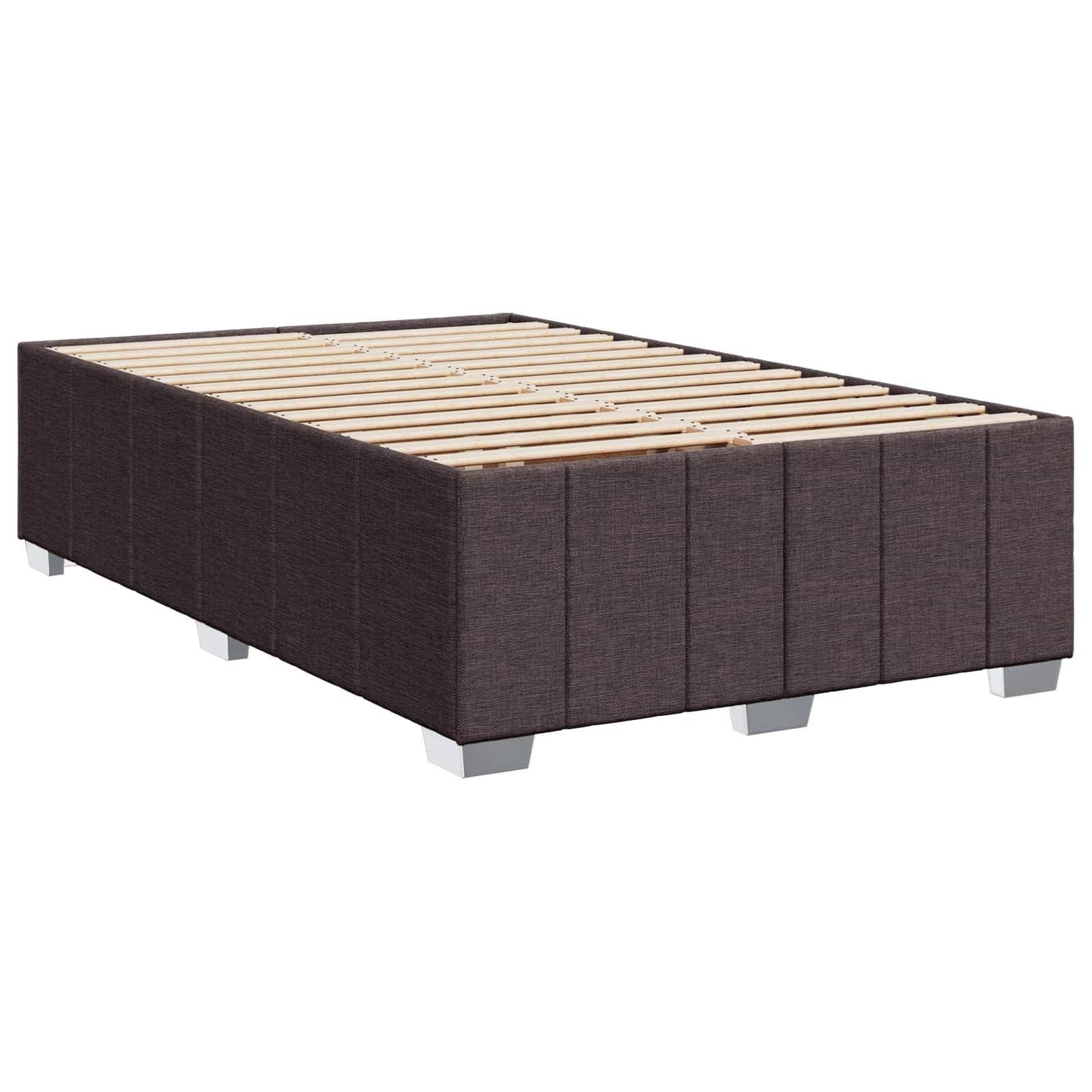 vidaXL LED Boxspringbett mit Matratze Dunkelbraun 120 x 200 cm Stoff