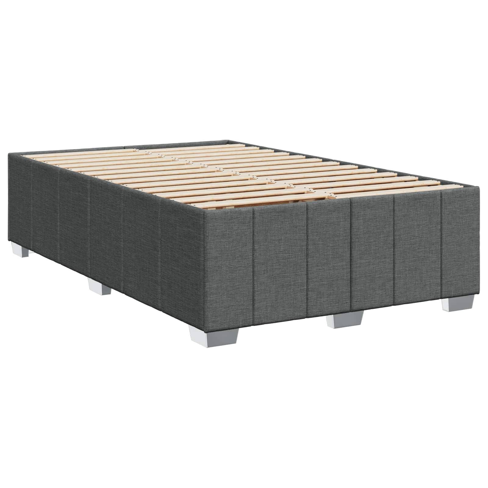 vidaXL Boxspringbett mit Matratze Dunkelgrau 120 x 200 cm Stoff