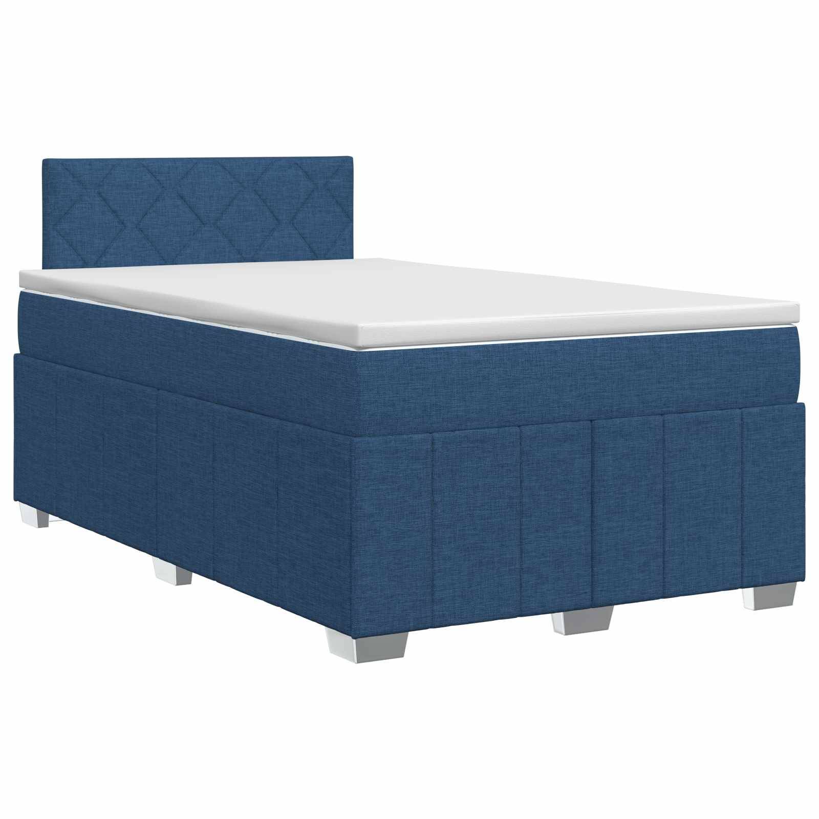 vidaXL Boxspringbett mit Matratze mit Kopfteil Blau 120 x 190 cm Stoff
