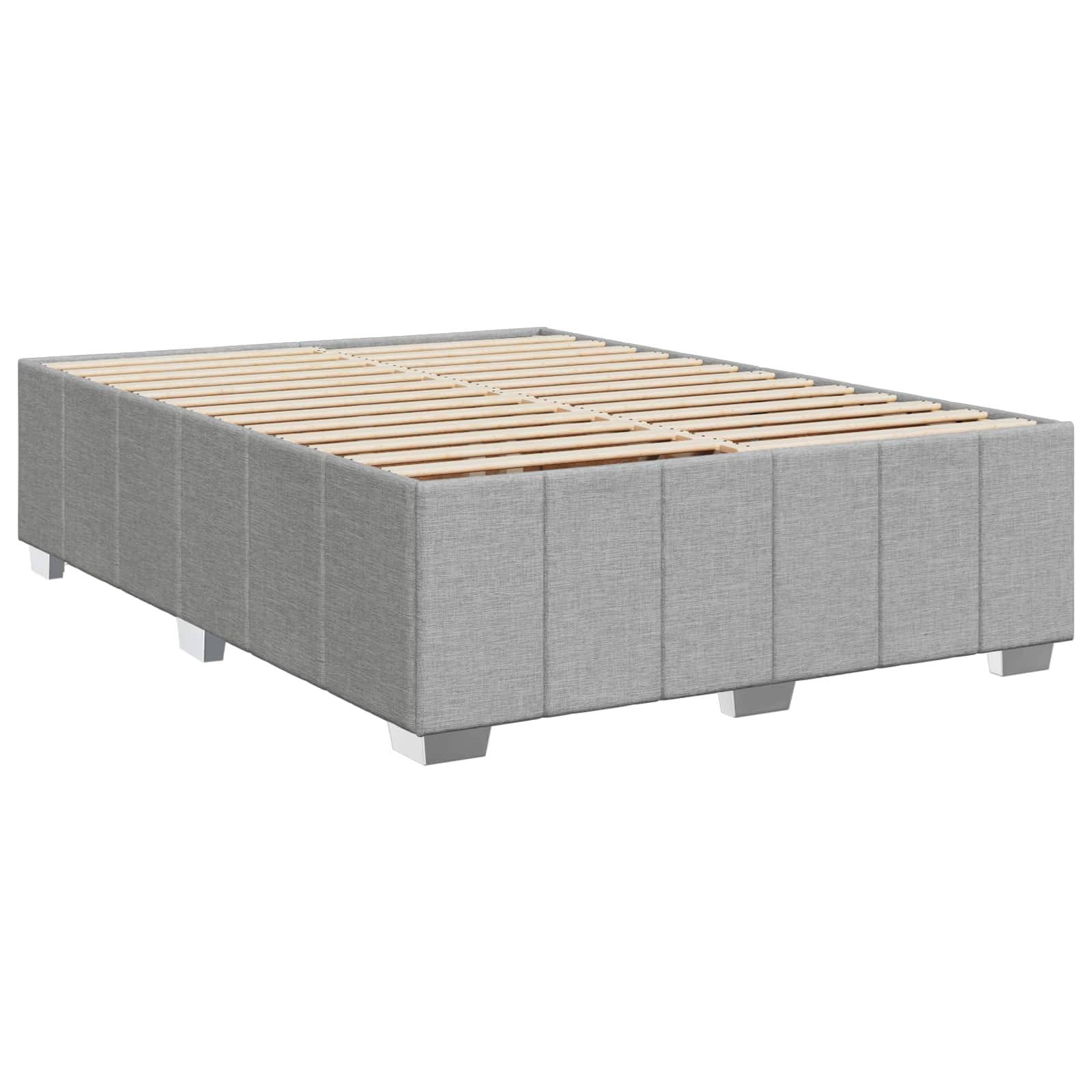 vidaXL Boxspringbett mit Matratze Hellgrau 160 x 200 cm Stoff