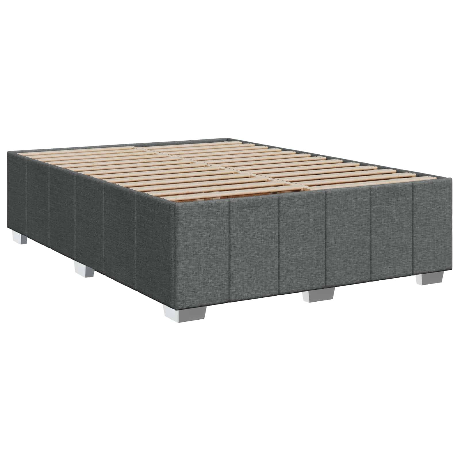 vidaXL Boxspringbett mit Matratze Dunkelgrau 140 x 190 cm Stoff