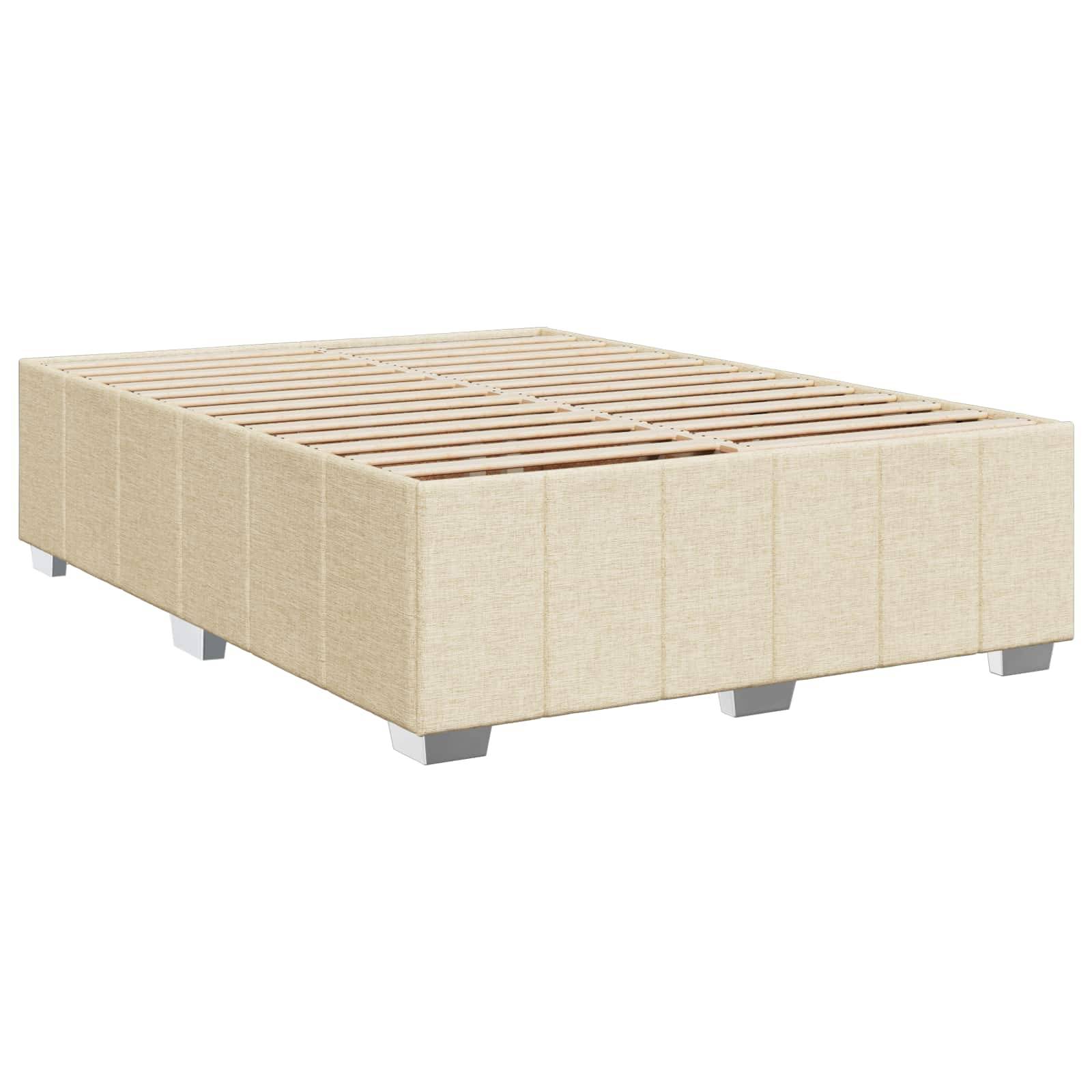 vidaXL LED Boxspringbett mit Matratze Creme 140 x 200 cm Stoff
