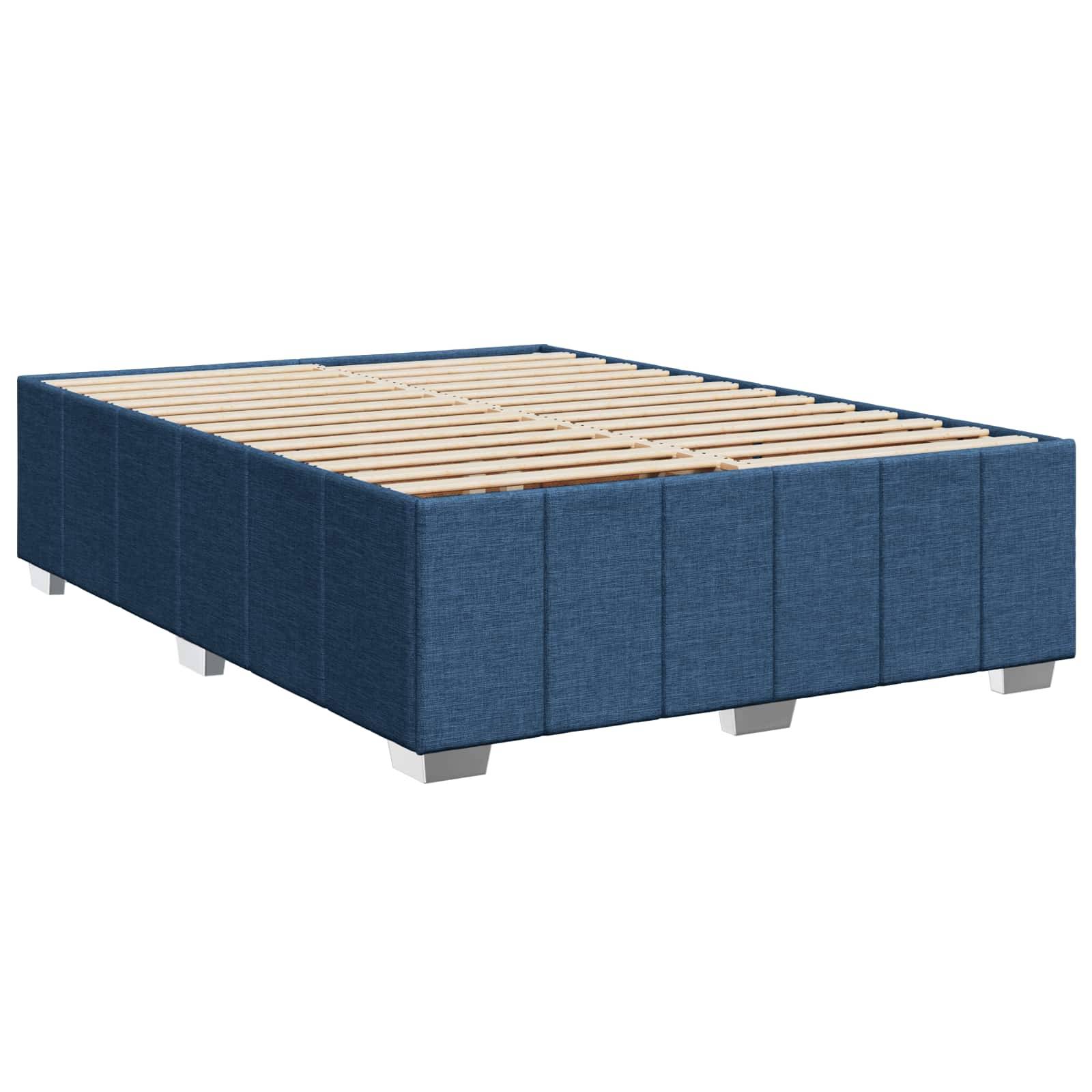 vidaXL Boxspringbett mit Matratze mit Kopfteil Blau 140 x 190 cm Stoff