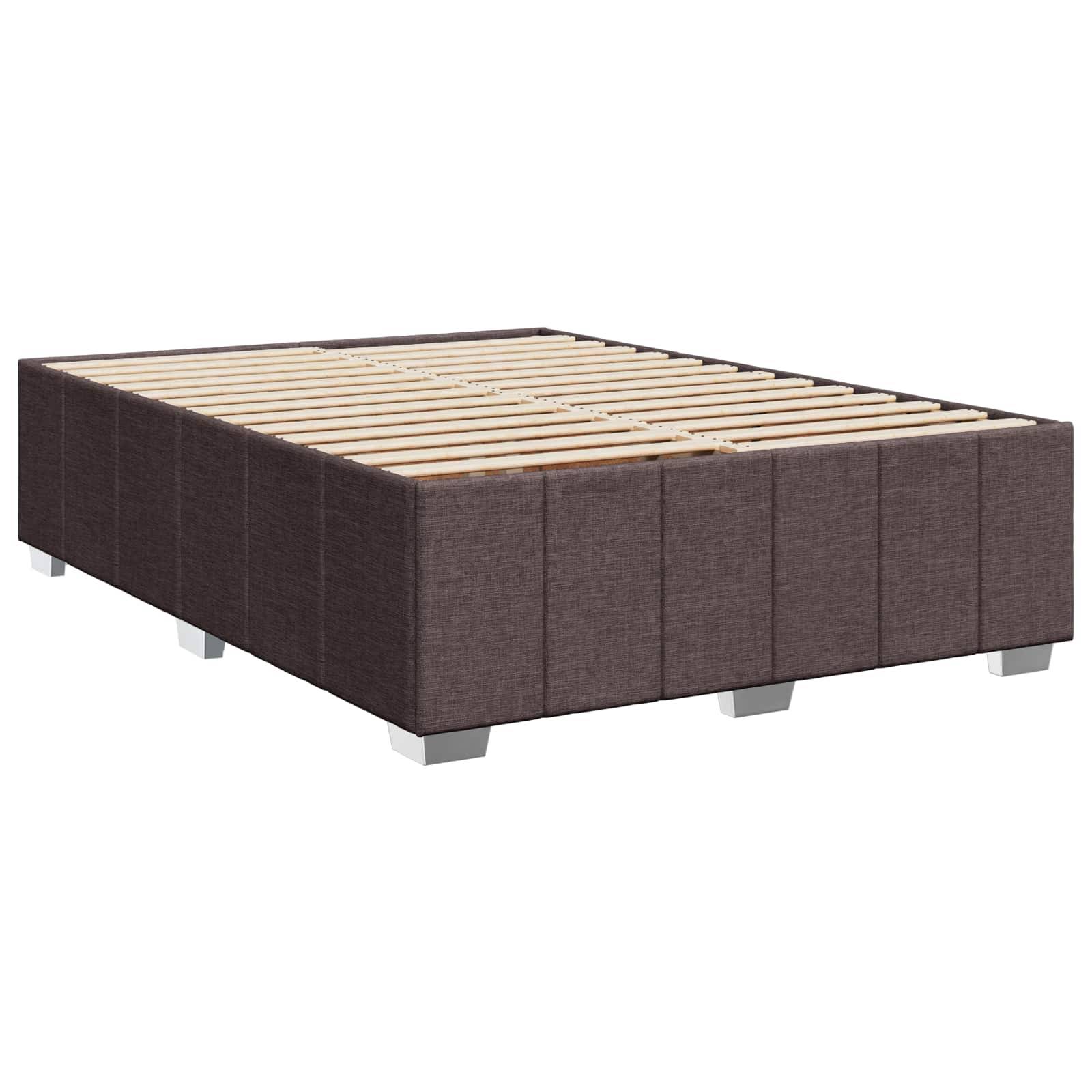 vidaXL LED Boxspringbett mit Matratze Dunkelbraun 140 x 200 cm Stoff