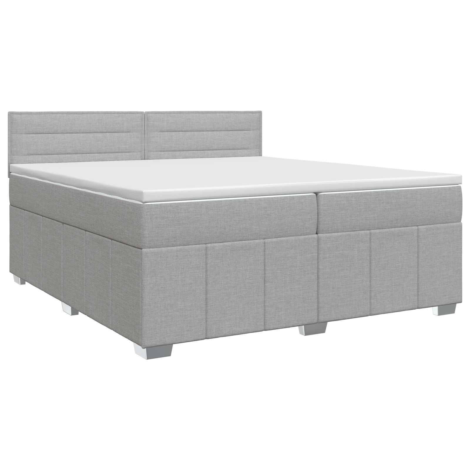vidaXL Boxspringbett mit Matratze Hellgrau 200 x 200 cm Stoff