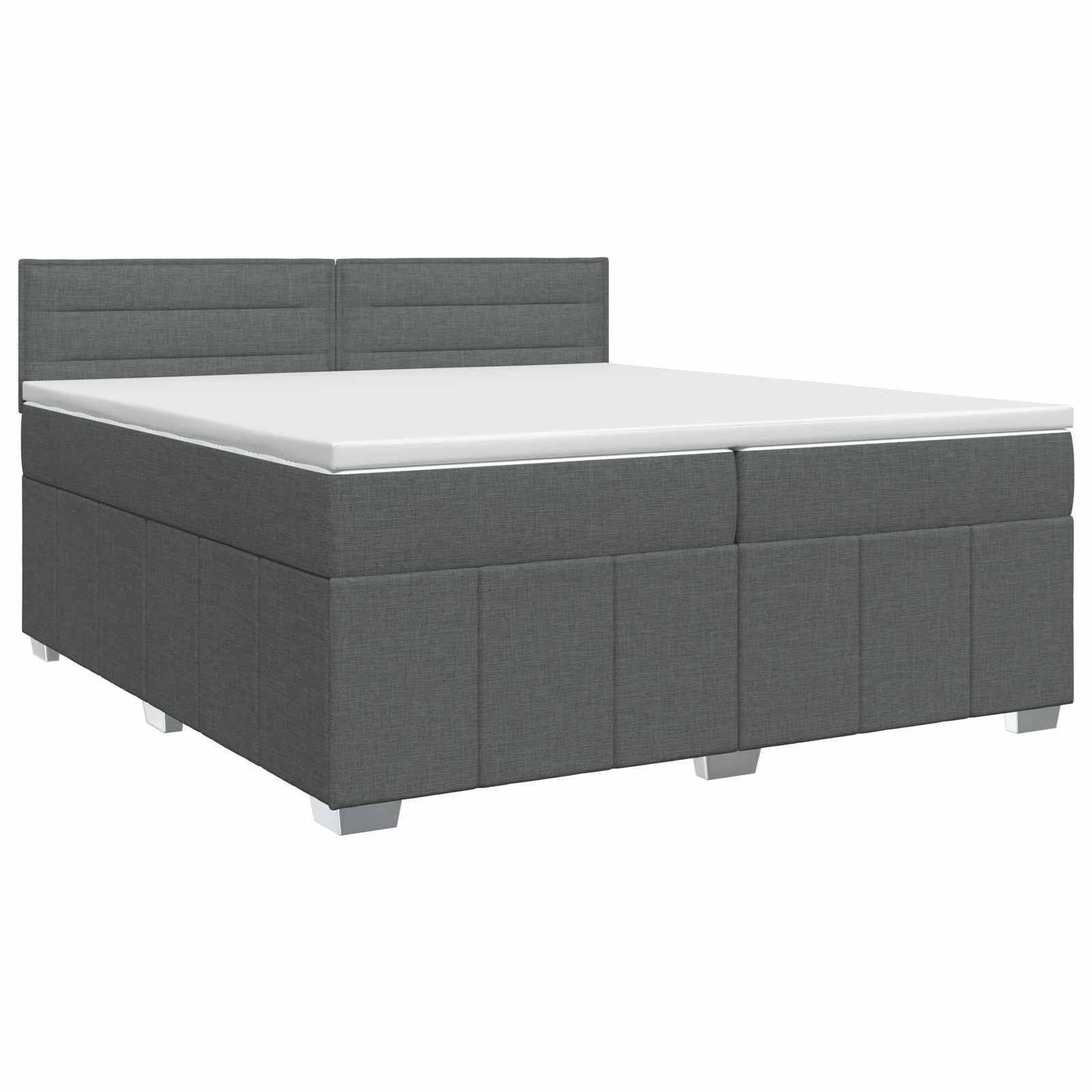 vidaXL Boxspringbett mit Matratze Dunkelgrau 200 x 200 cm Stoff