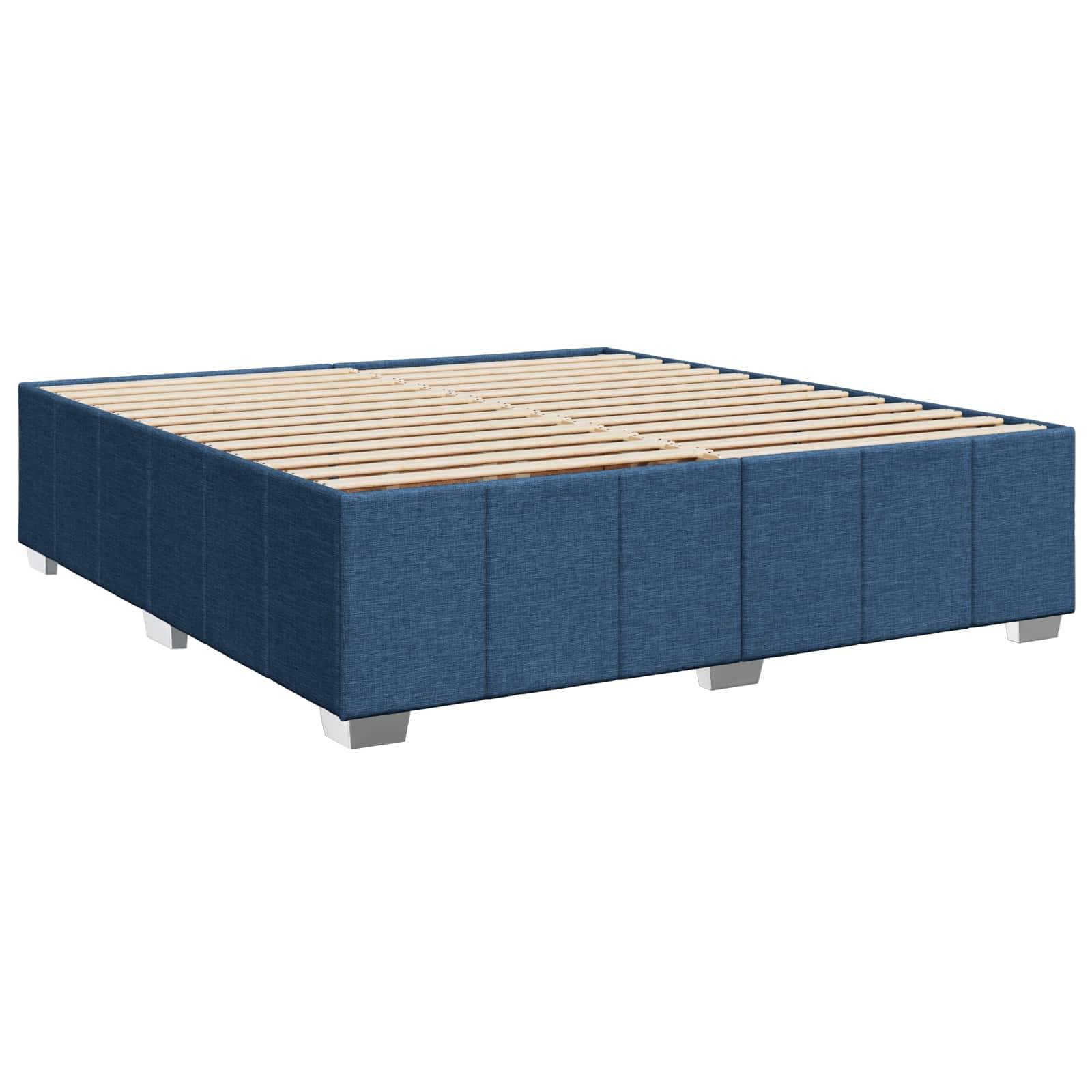 vidaXL LED Boxspringbett mit Matratze Blau 200 x 200 cm Stoff