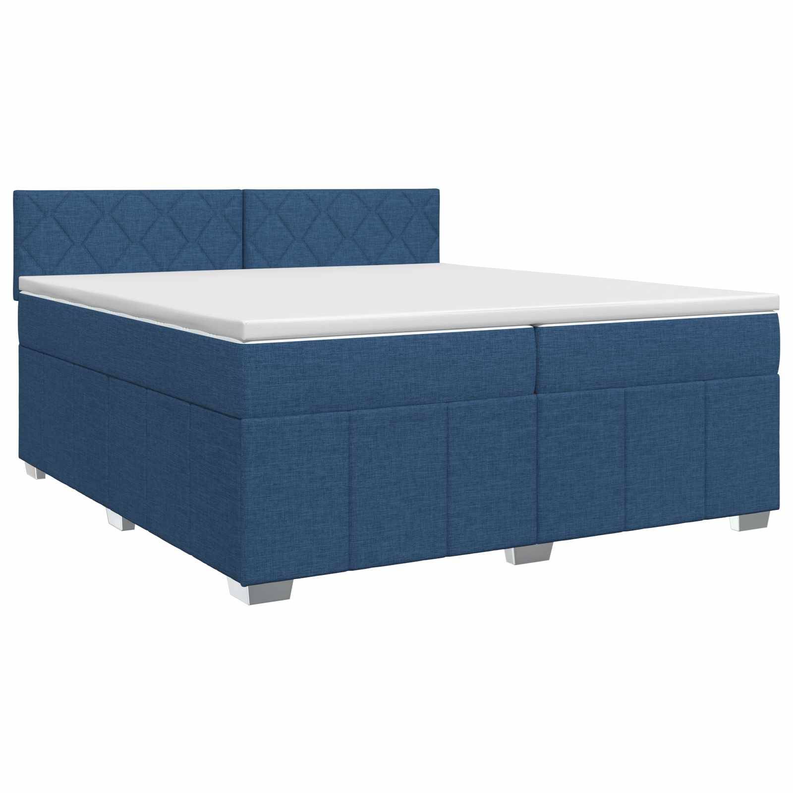 vidaXL Boxspringbett mit Matratze mit Kopfteil Blau 200 x 200 cm Stoff