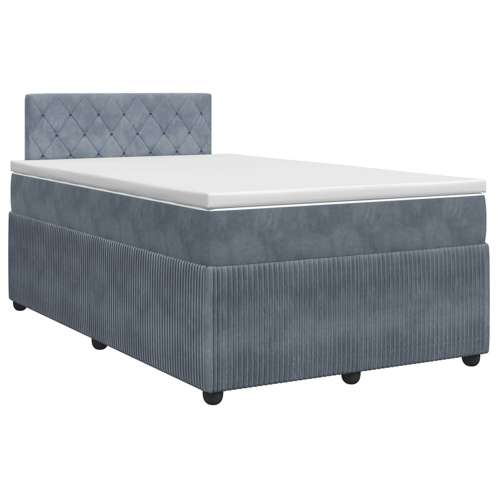 vidaXL Boxspringbett mit Matratze Dunkelgrau 120 x 200 cm Samt