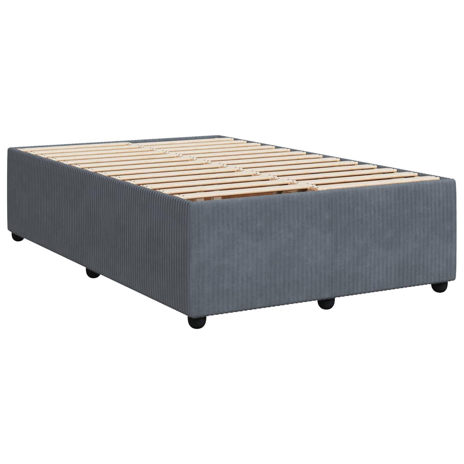 vidaXL Boxspringbett mit Matratze Dunkelgrau 120 x 200 cm Samt