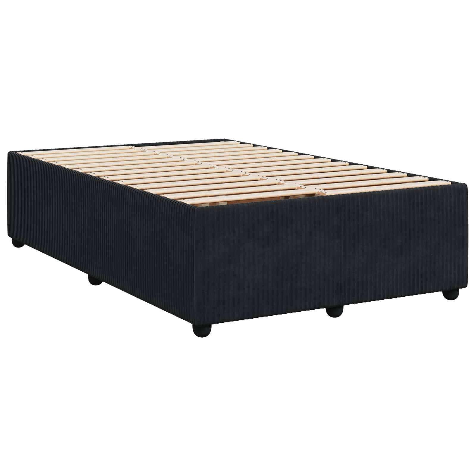 vidaXL LED Boxspringbett mit Matratze Schwarz 120 x 190 cm Samt