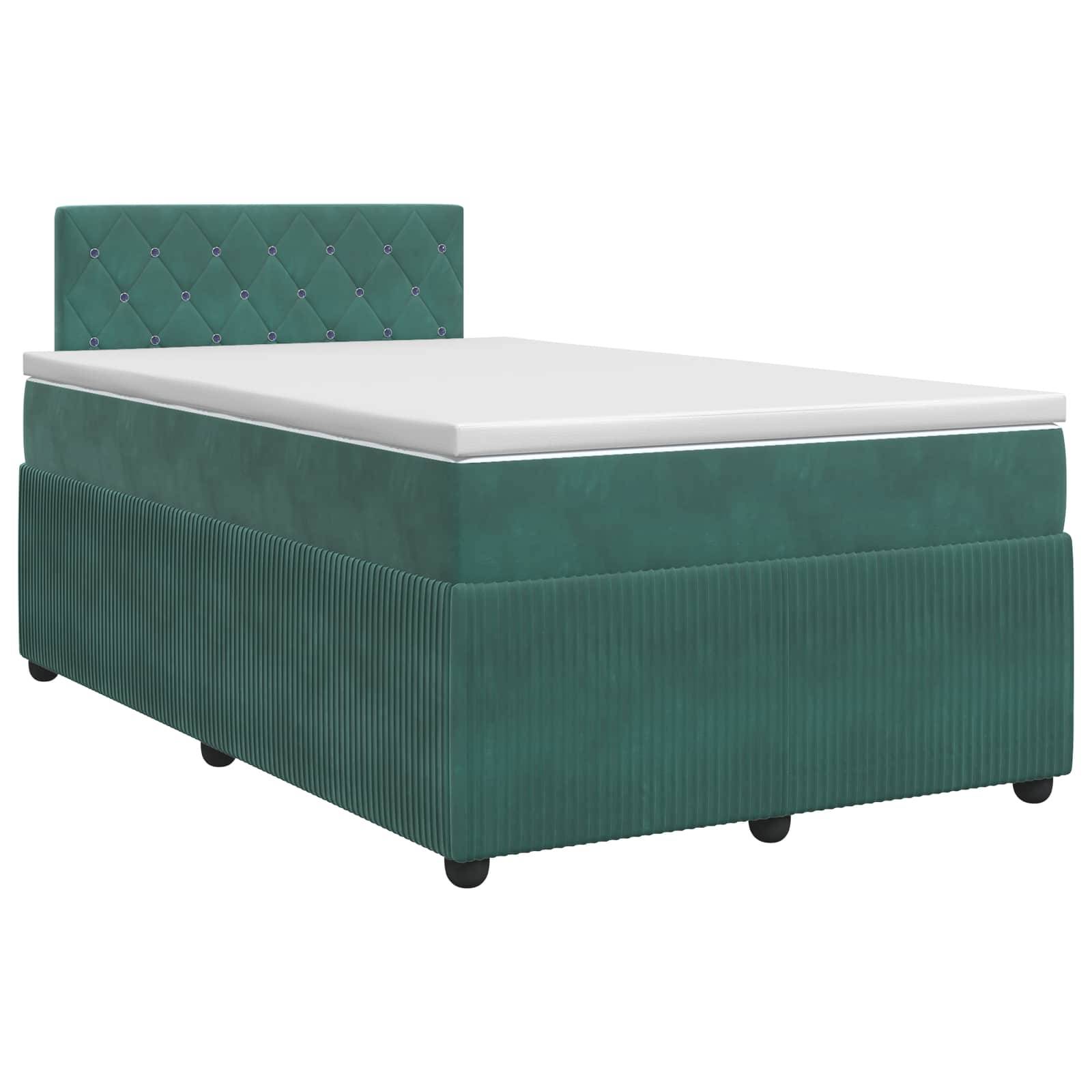 vidaXL Boxspringbett mit Matratze Dunkelgrün 120 x 190 cm Samt