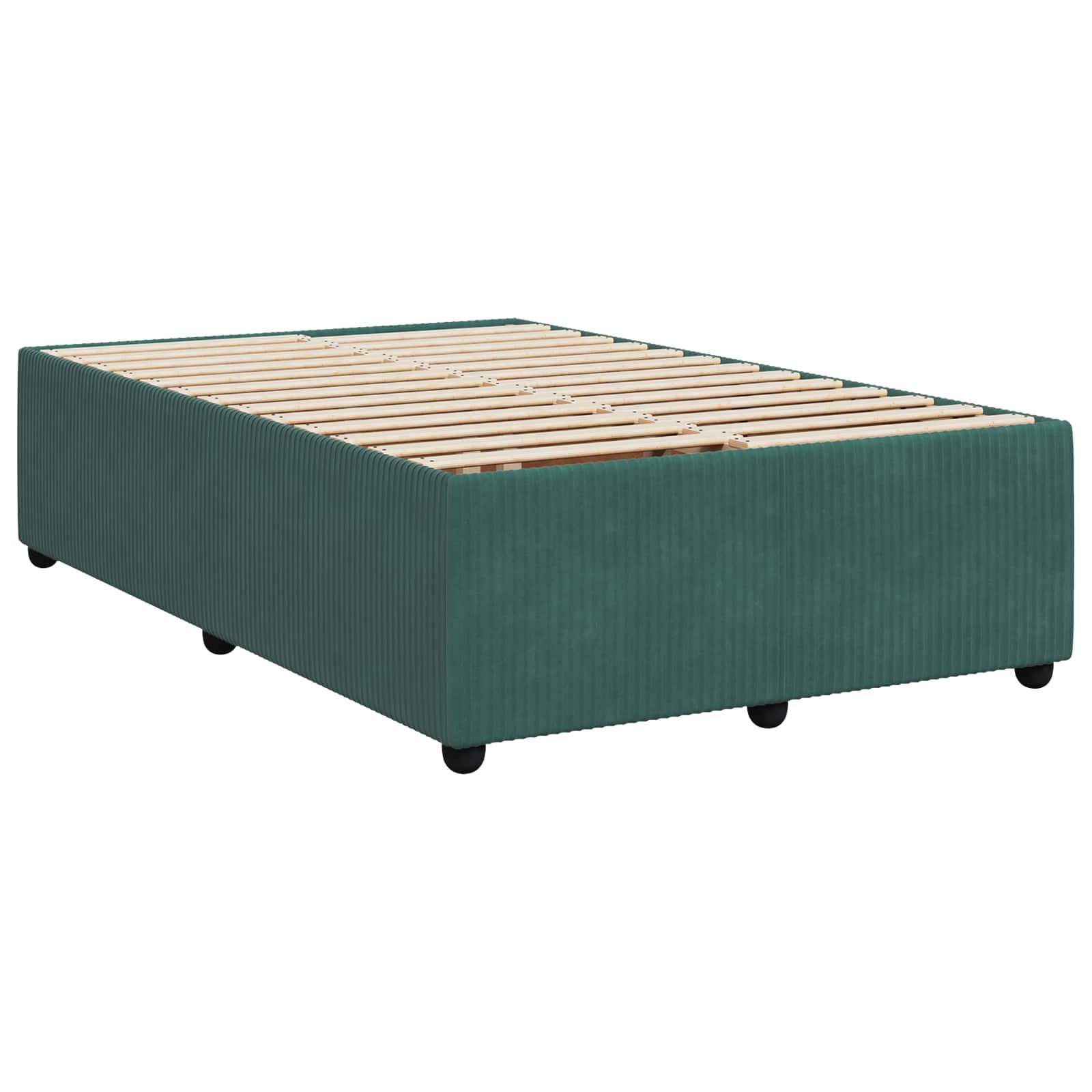 vidaXL LED Boxspringbett mit Matratze Dunkelgrün 120 x 200 cm Samt