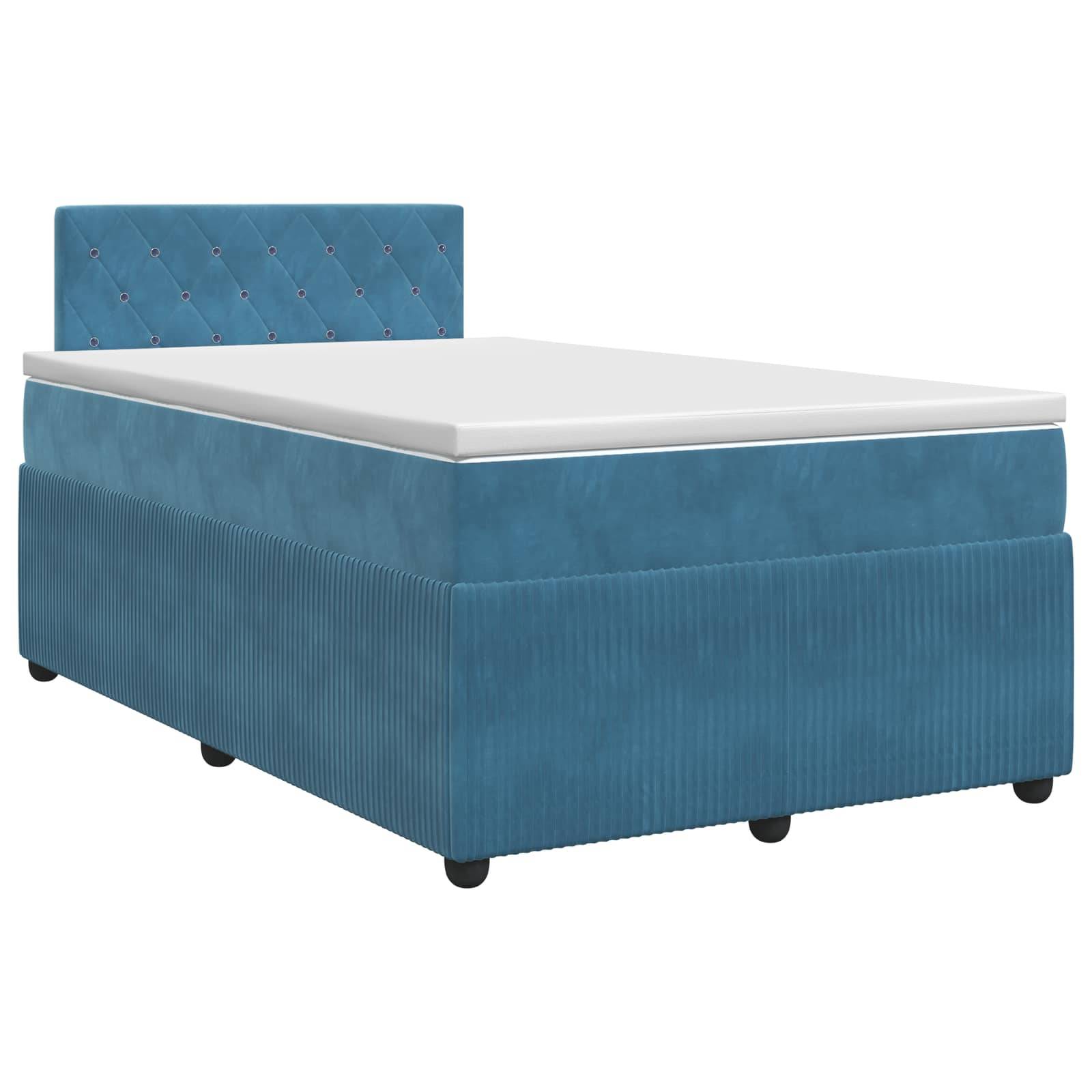 vidaXL Boxspringbett mit Matratze mit Kopfteil Blau 120 x 190 cm Samt