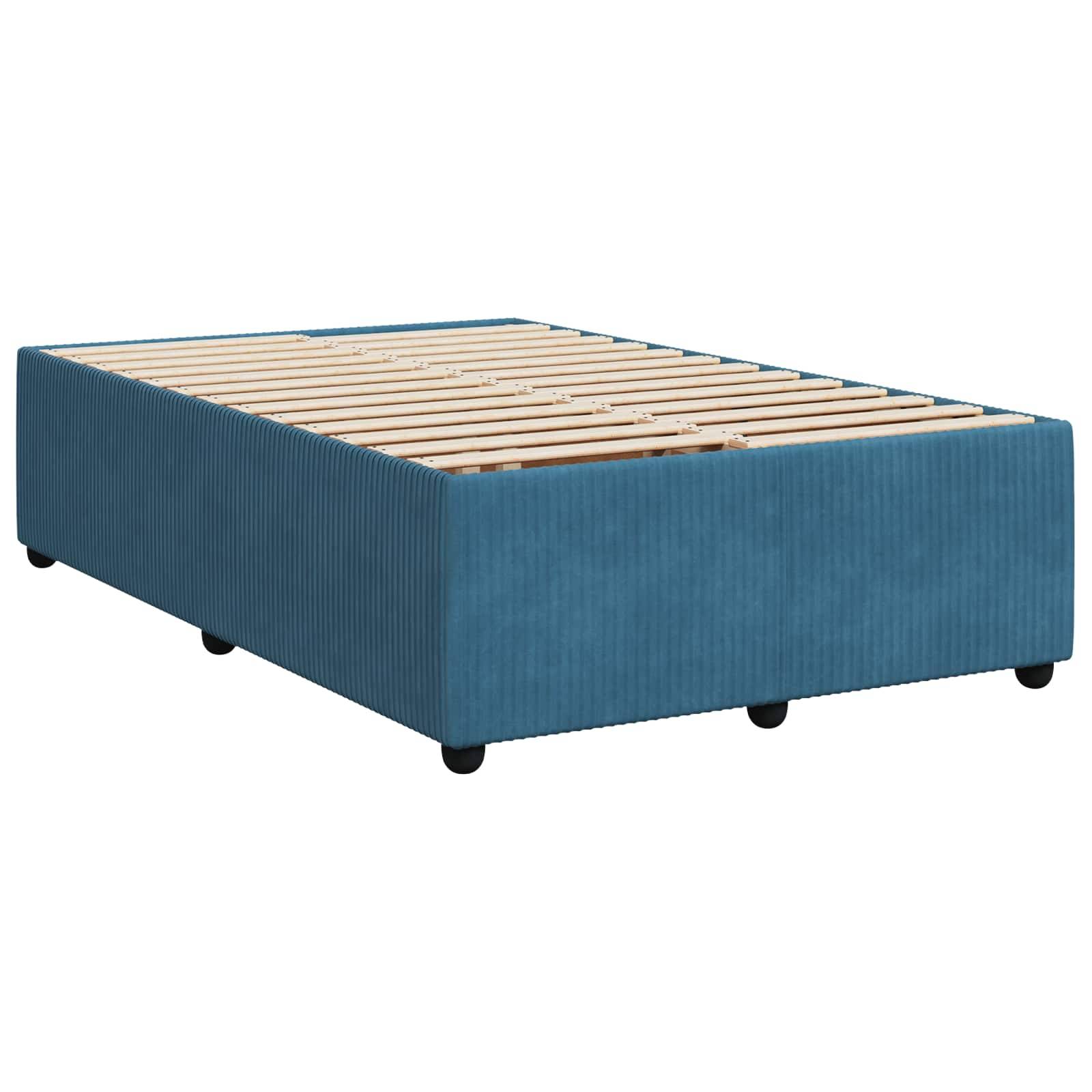 vidaXL Boxspringbett mit Matratze mit Kopfteil Blau 120 x 190 cm Samt