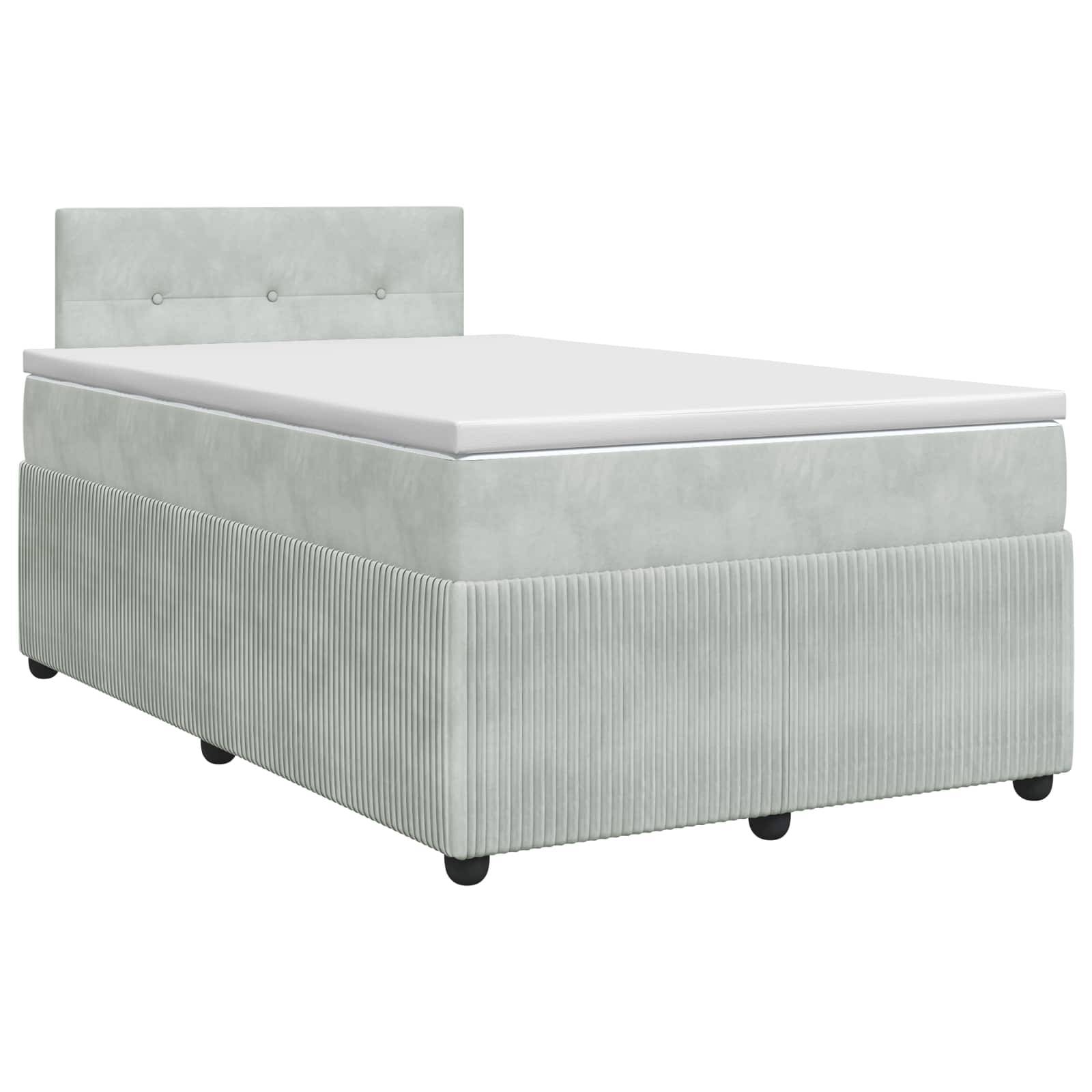vidaXL Boxspringbett mit Matratze Hellgrau 120 x 190 cm Samt