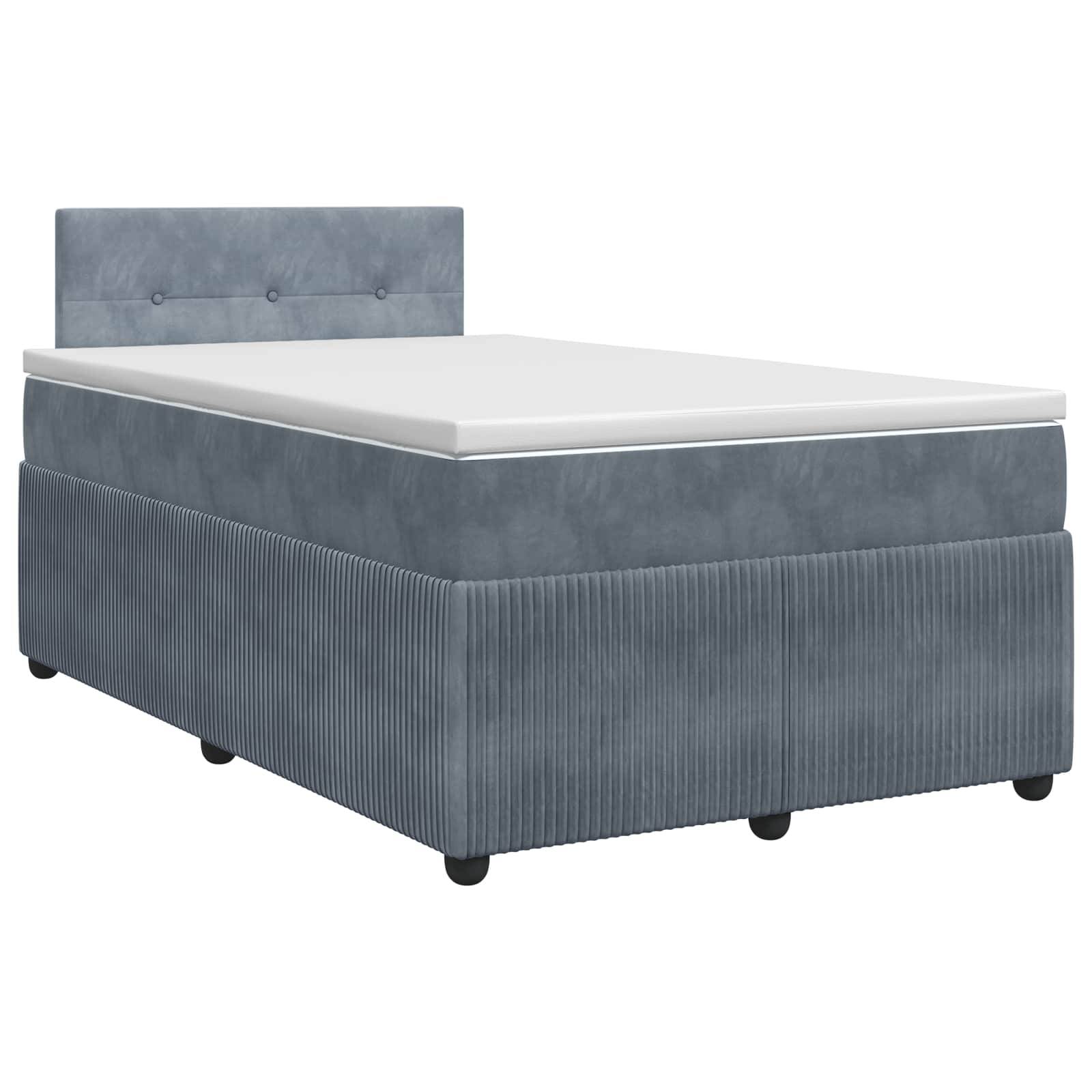 vidaXL Boxspringbett mit Matratze Dunkelgrau 120 x 190 cm Samt