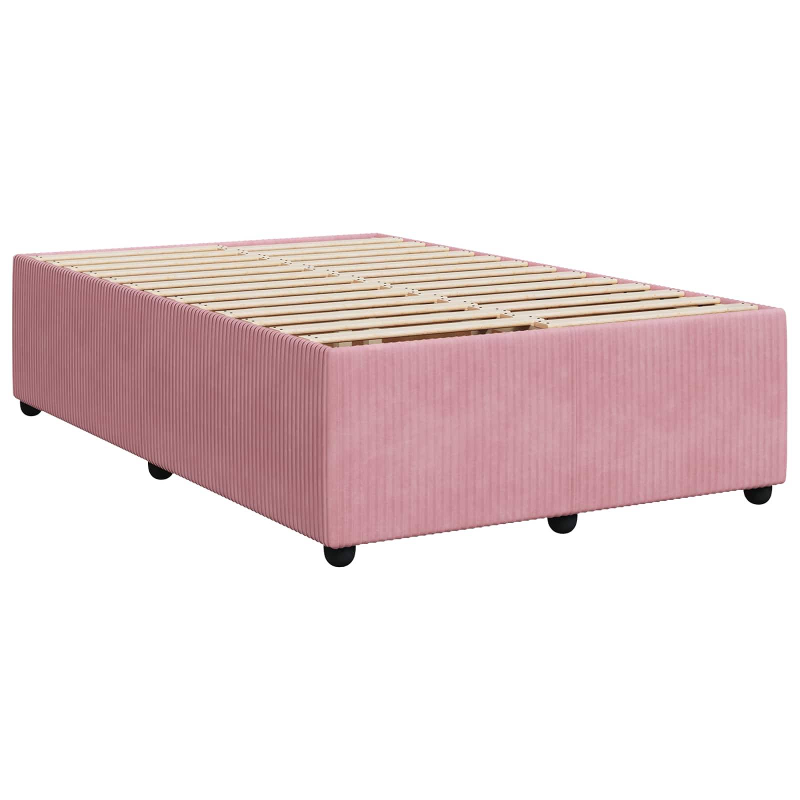 vidaXL Boxspringbett mit Matratze mit Kopfteil Rosa 120 x 200 cm Samt