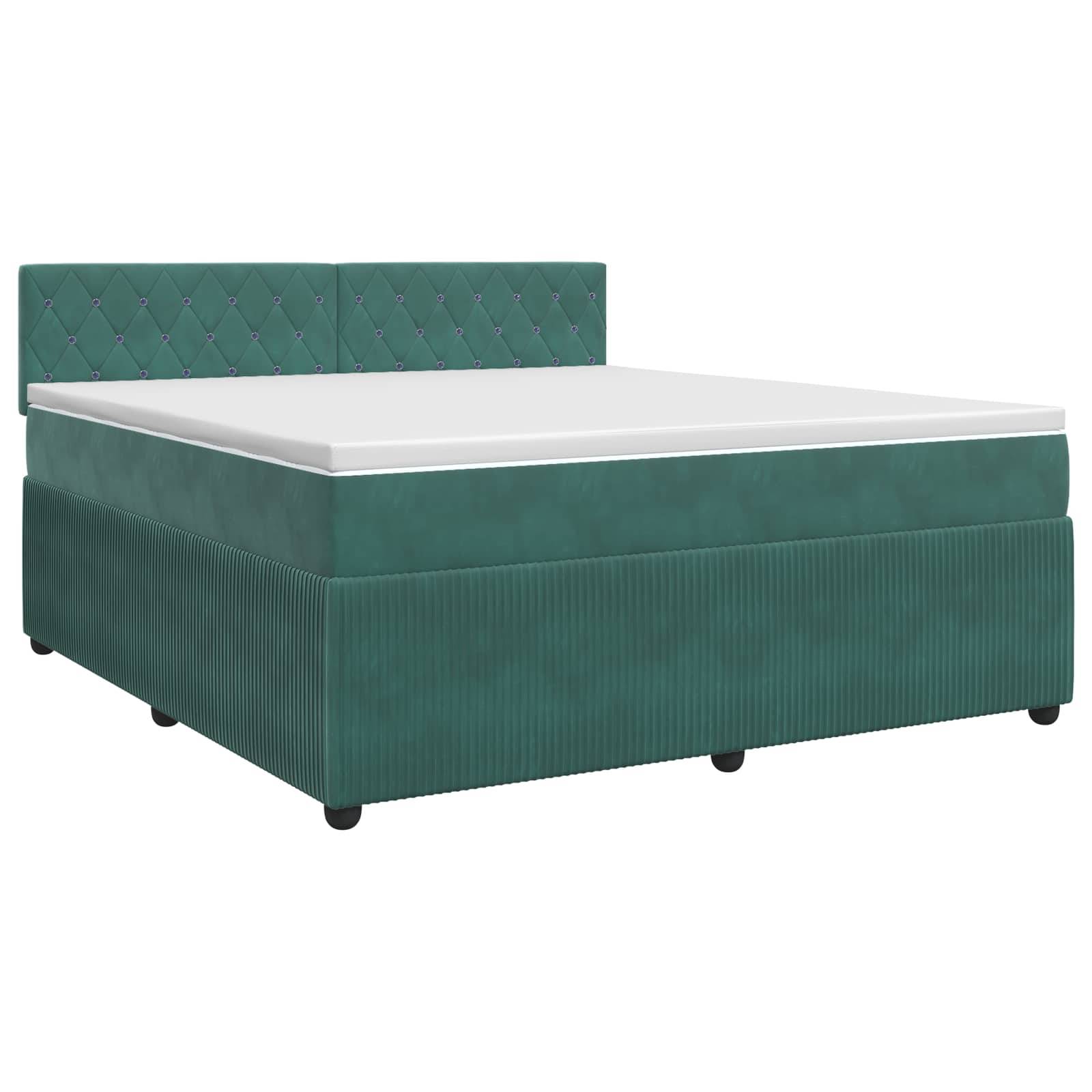 vidaXL Boxspringbett mit Matratze Dunkelgrün 140 x 190 cm Samt