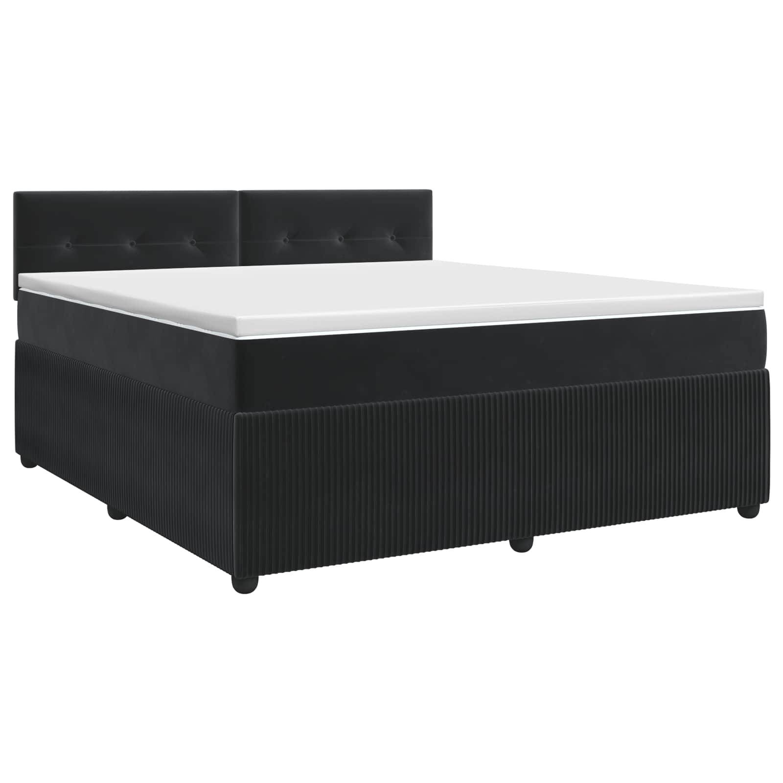 vidaXL Boxspringbett mit Matratze Schwarz 180 x 200 cm Samt