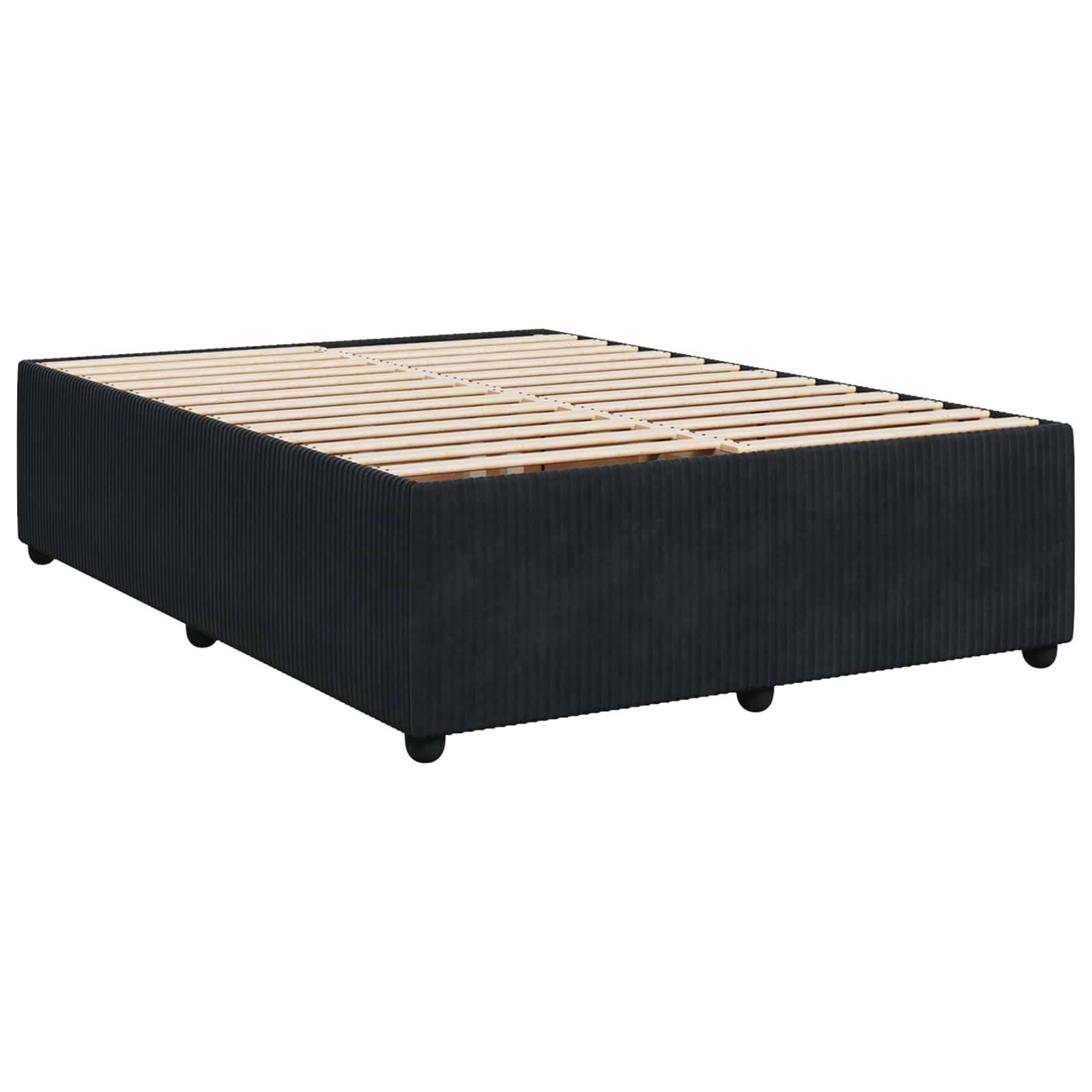 vidaXL LED Boxspringbett mit Matratze Schwarz 140 x 190 cm Samt
