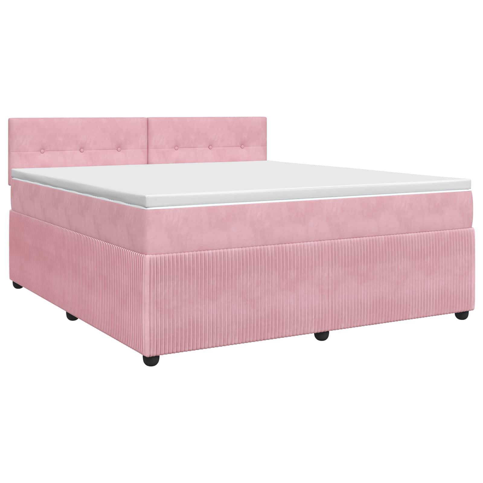 vidaXL Boxspringbett mit Matratze mit Kopfteil Rosa 180 x 200 cm Samt