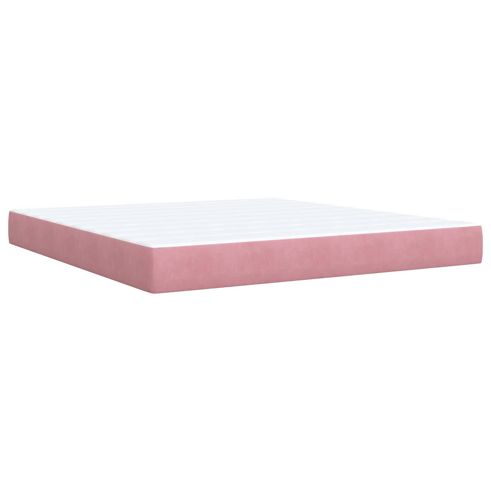 vidaXL Boxspringbett mit Matratze mit Kopfteil Rosa 180 x 200 cm Samt