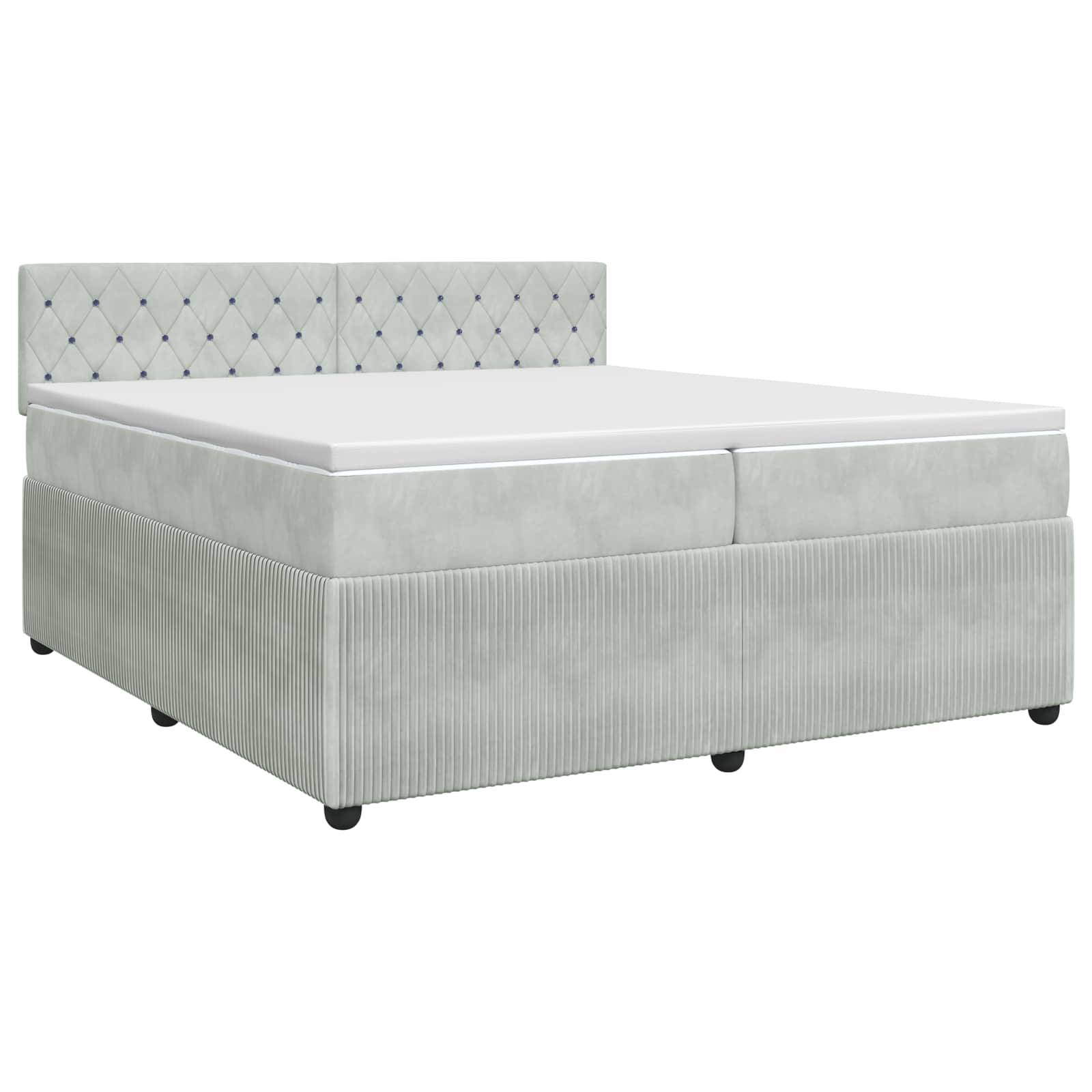 vidaXL Boxspringbett mit Matratze Hellgrau 200 x 200 cm Samt