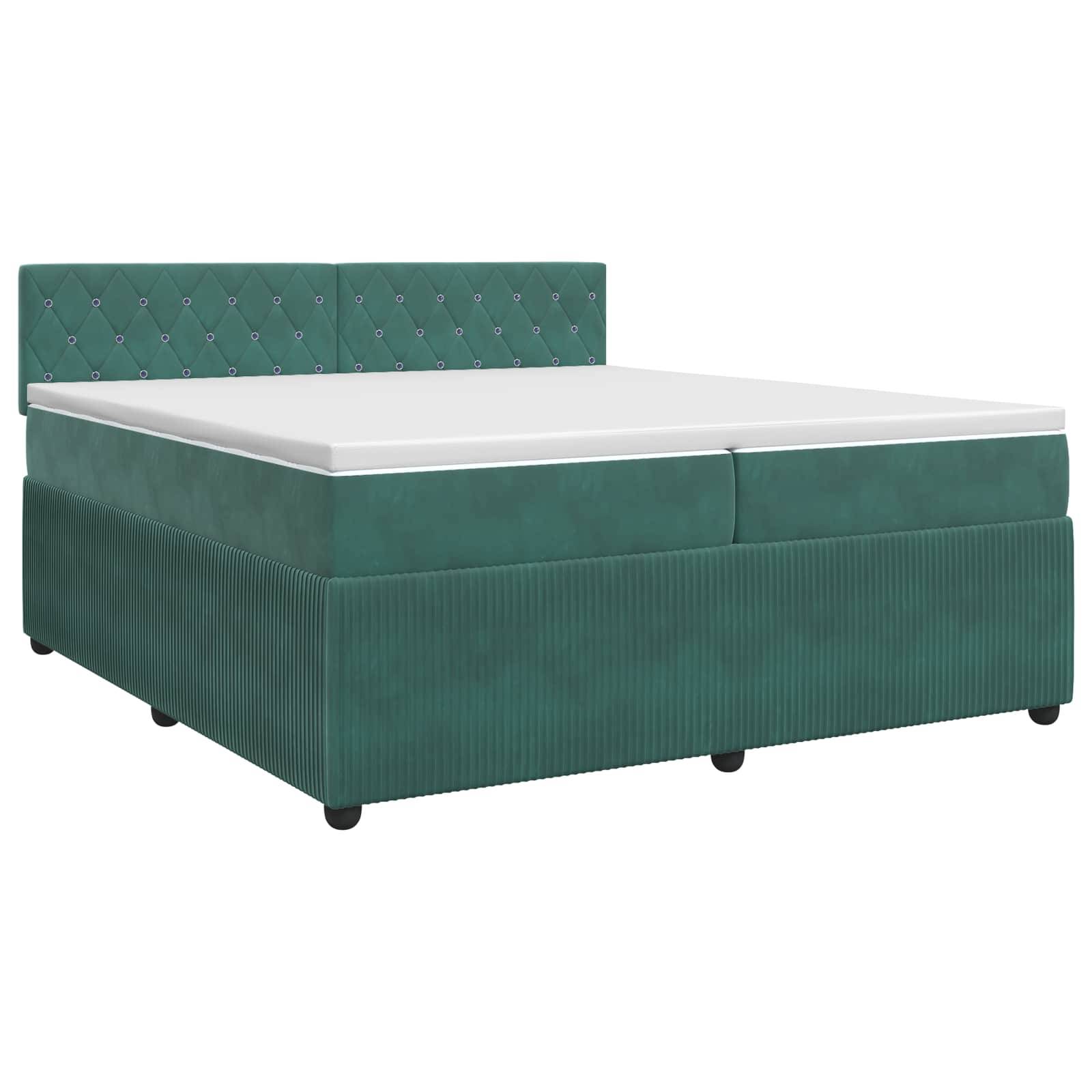 vidaXL Boxspringbett mit Matratze Dunkelgrün 200 x 200 cm Samt