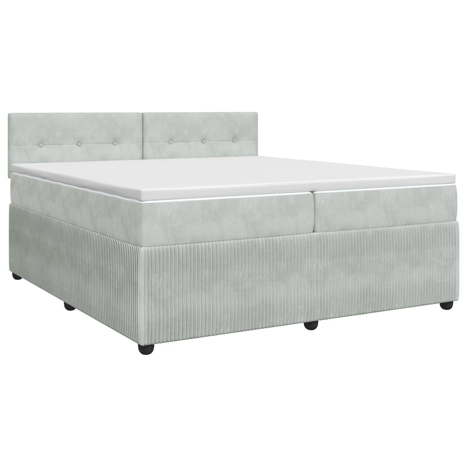vidaXL Boxspringbett mit Matratze Hellgrau 200 x 200 cm Samt
