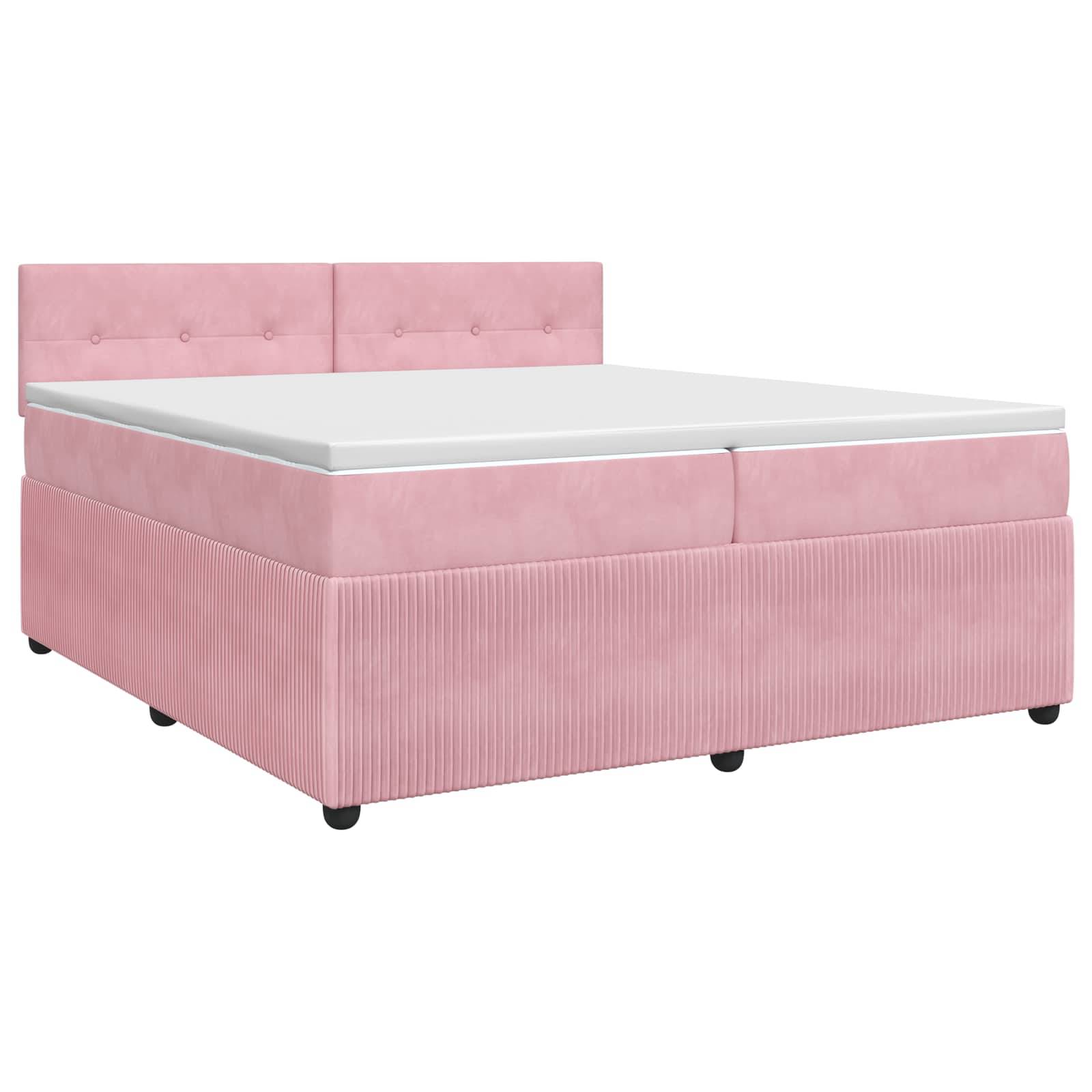 vidaXL Boxspringbett mit Matratze mit Kopfteil Rosa 200 x 200 cm Samt