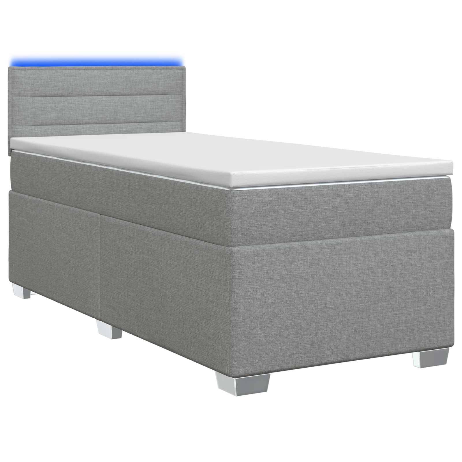 vidaXL Boxspringbett mit Matratze und LED Hellgrau 80 x 200 cm Stoff