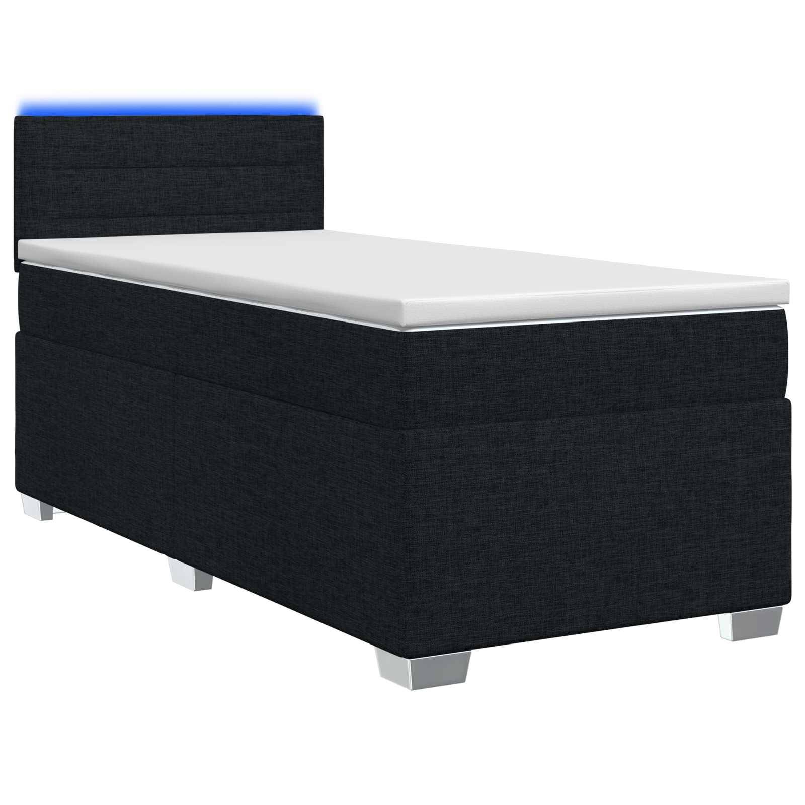 vidaXL Boxspringbett mit Matratze und LED Schwarz 90 x 190 cm Stoff