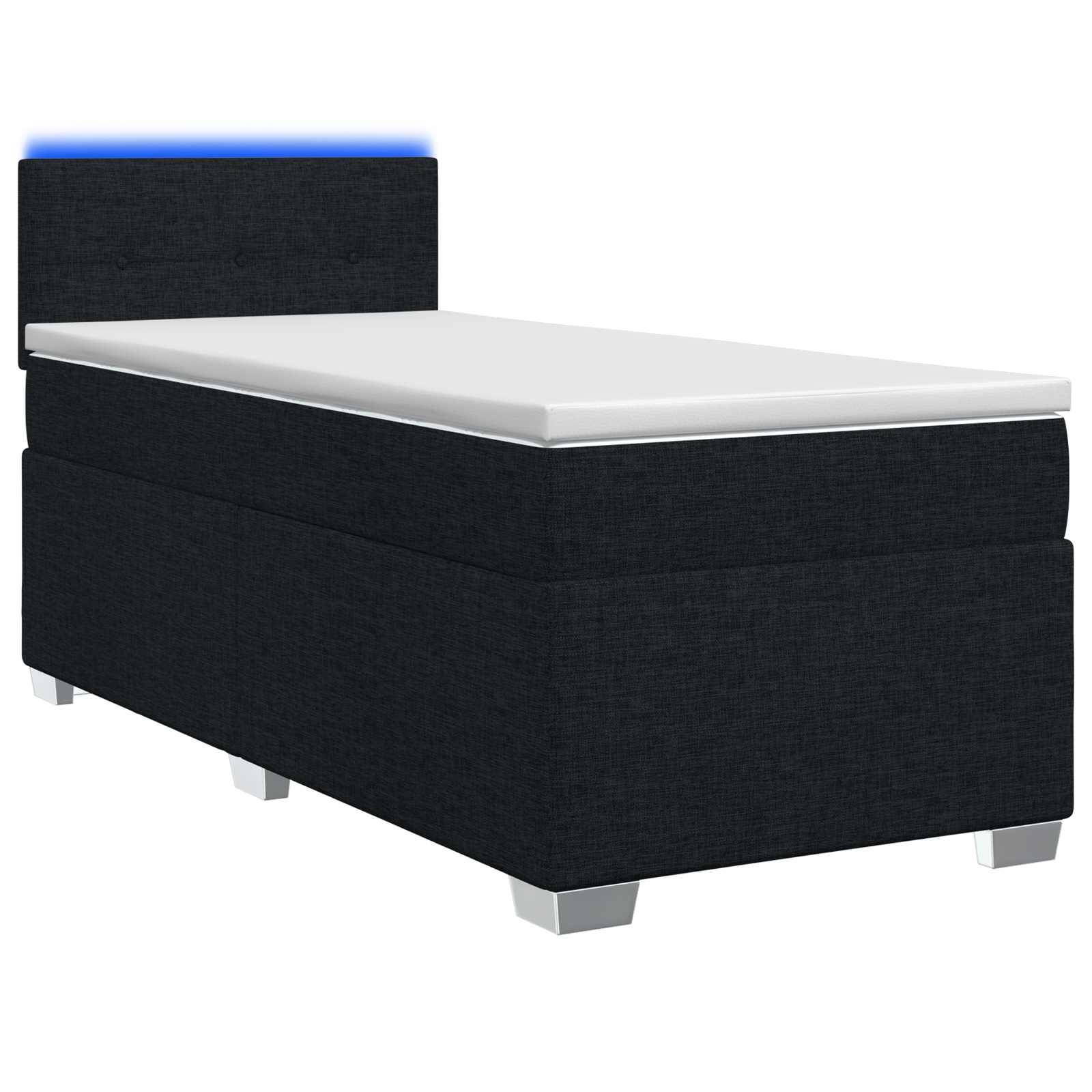 vidaXL Boxspringbett mit Matratze und LED Schwarz 80 x 200 cm Stoff