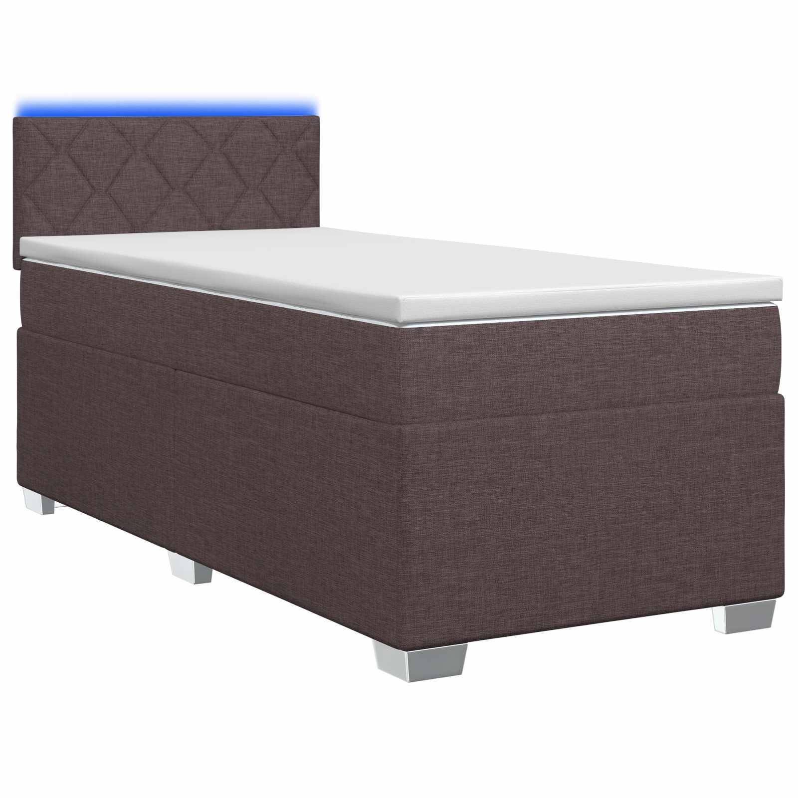 vidaXL Boxspringbett mit Matratze und LED Dunkelbraun 80 x 200 cm