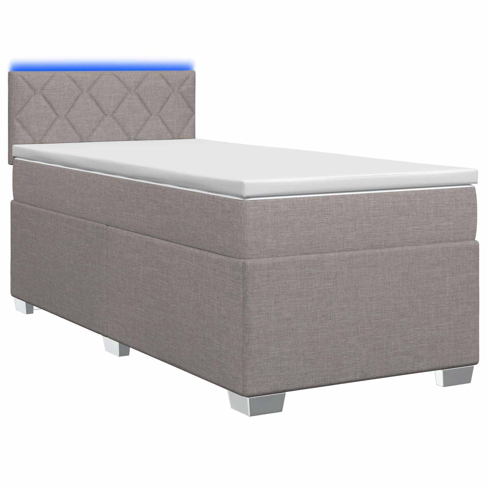vidaXL Boxspringbett mit Matratze und LED Taupe 100 x 200 cm Stoff